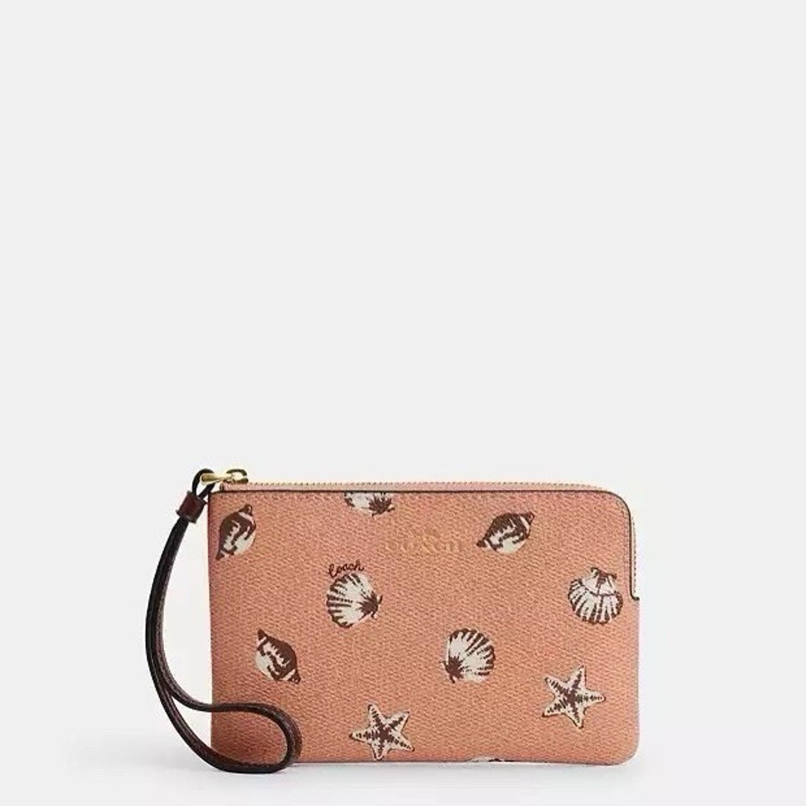 Coach NWT Coach Corner Zip Wristlet Shell Print CBP23 Coral/Maple Size ONE SIZE - 5 Thumbnail