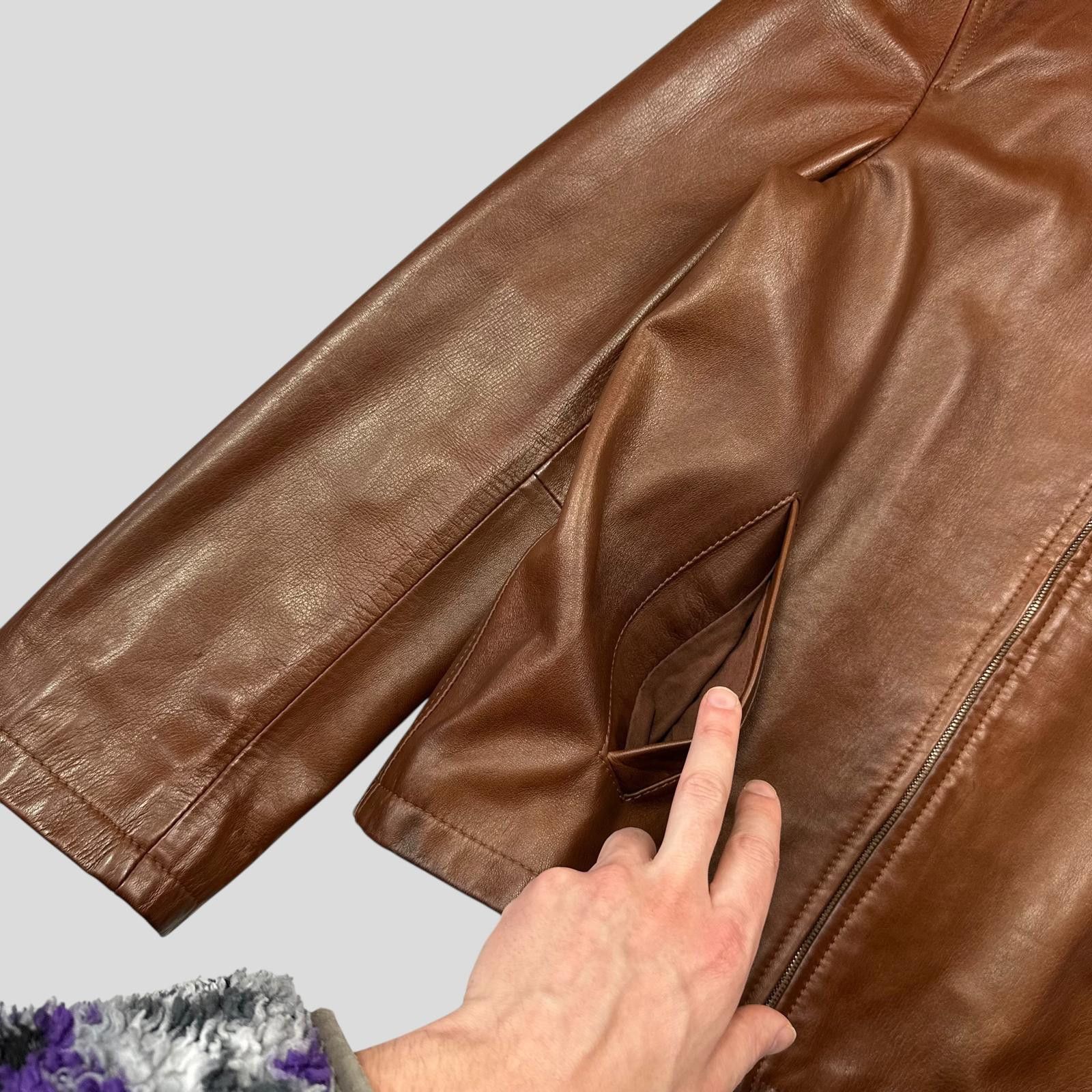 Prada Prada Milano FW98 Whiskey Leather Lined Zip Work Jacket IT50 Size US L / EU 52-54 / 3 - 11 Thumbnail