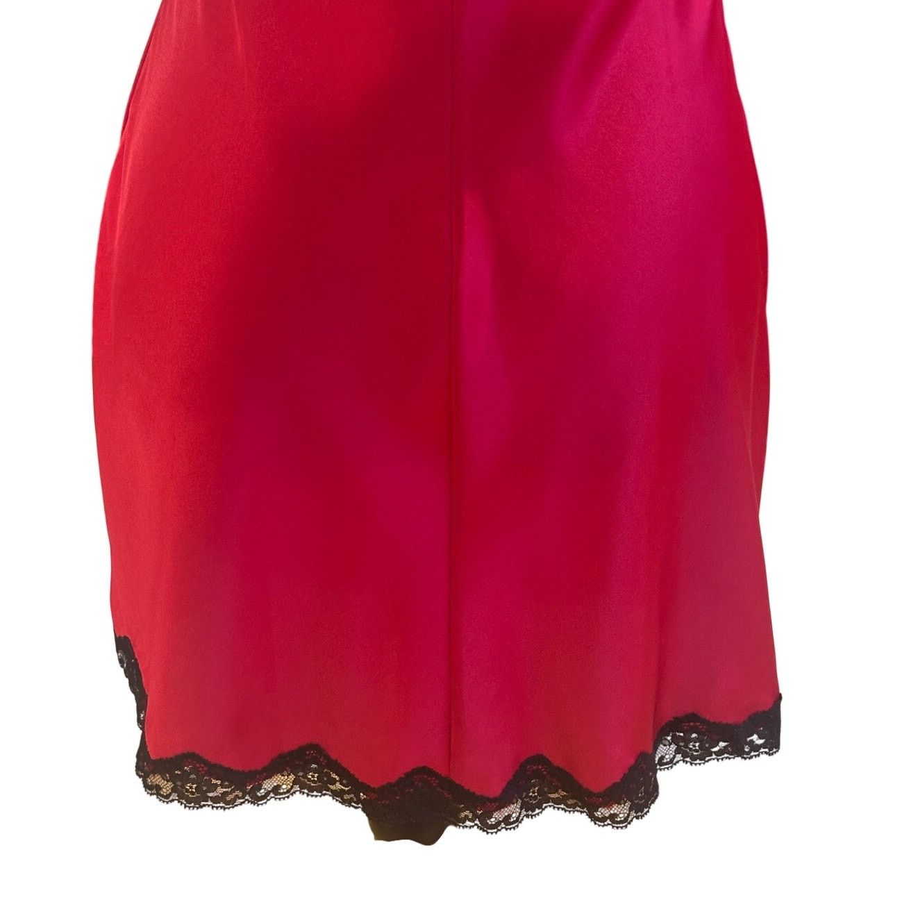 Victoria's Secret Victoria's Secret Satin Red Slip Dress With Black Lace S Size ONE SIZE - 7 Thumbnail