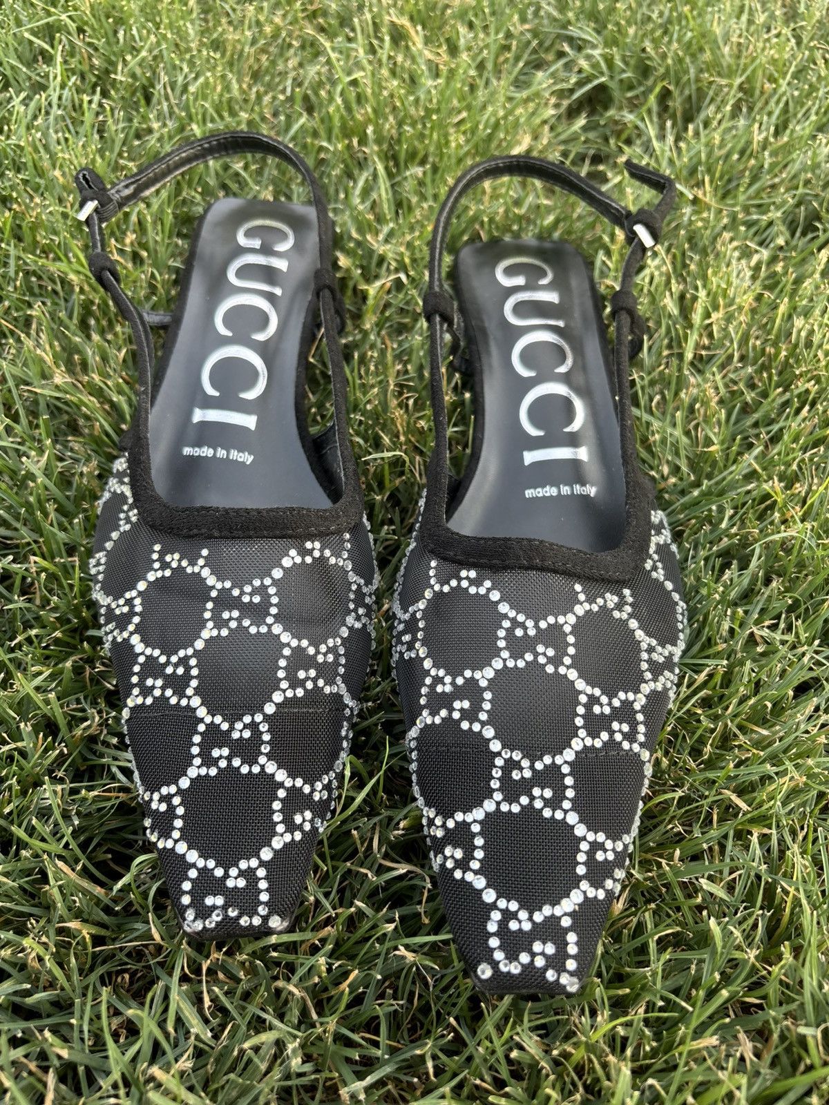 Gucci Gucci Demi Crystal GG Mesh Slingback Pumps Size US 10 / IT 40 - 1 Thumbnail