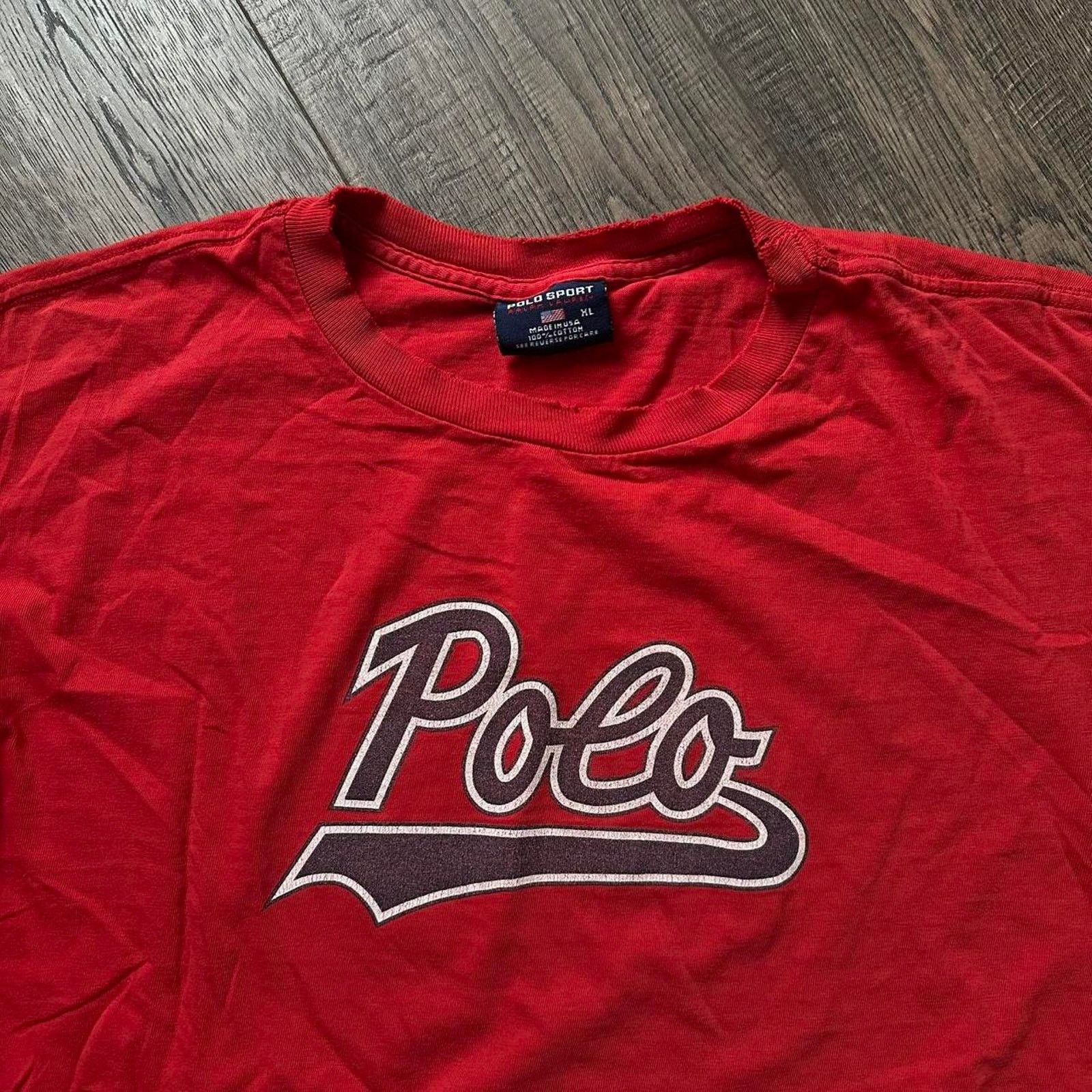 Vintage 90s Faded Polo Ralph Lauren Sport Logo Graphic Tee