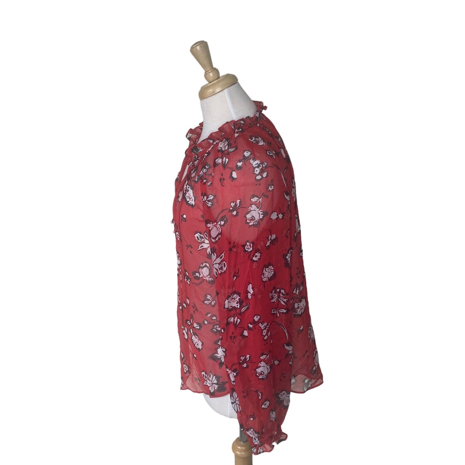 Veronica Beard VERONICA BEARD Antonette Silk Peasant Top Size 6 Red Multi Size M / US 6-8 / IT 42-44 - 3 Thumbnail