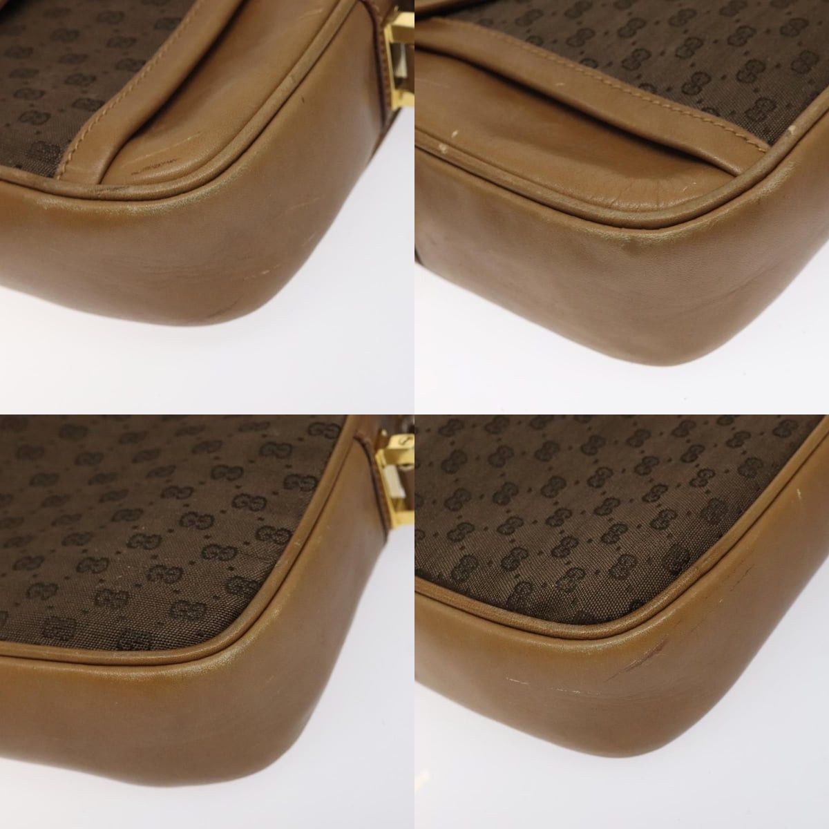 Gucci GUCCI Micro GG Canvas Shoulder Bag Brown Gold Size ONE SIZE - 10 Thumbnail