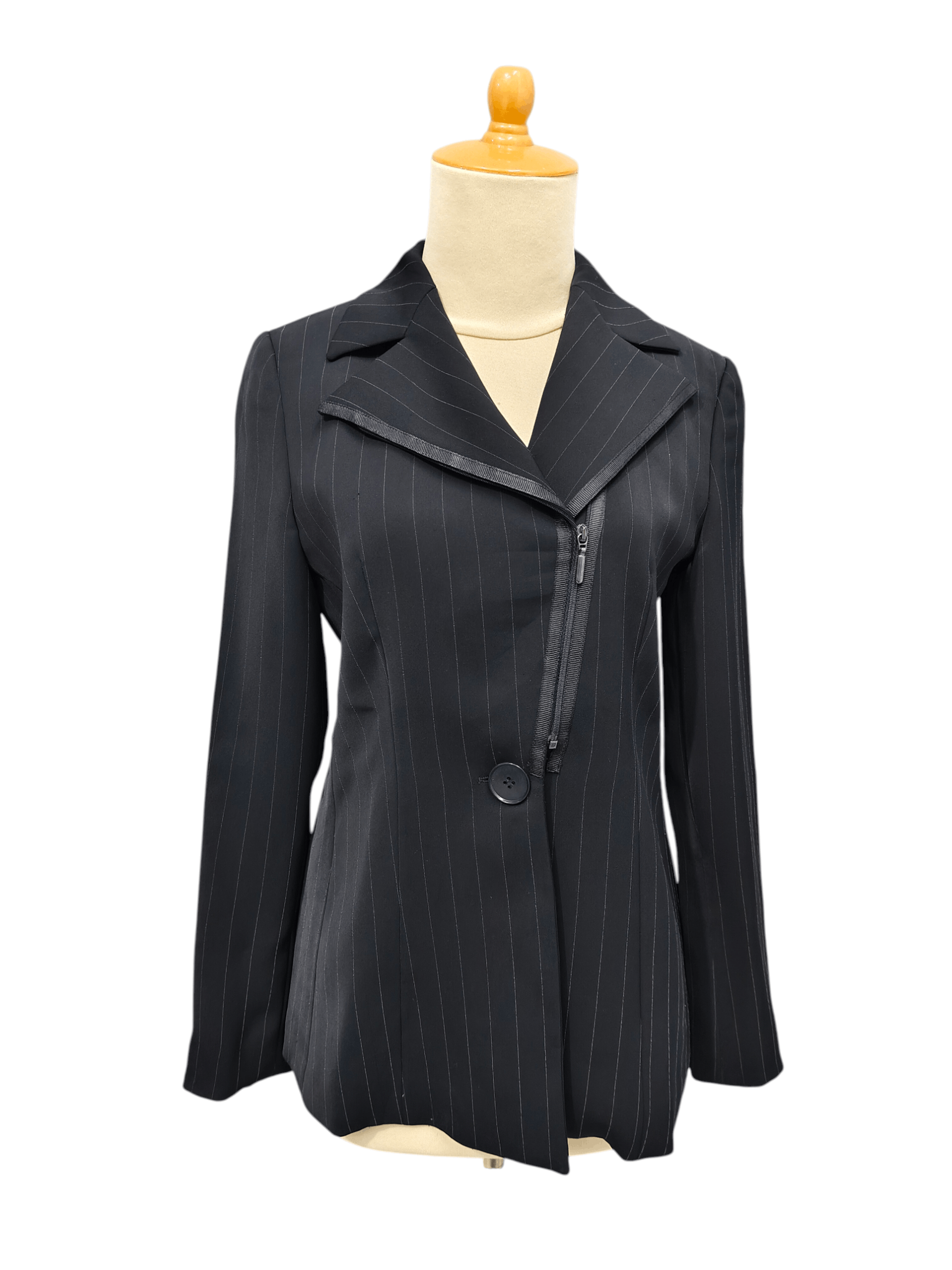Emporio Armani 00s E.A- Archive Asymmetrical Pinstripe Sculpted Tailoring Size M / US 6-8 / IT 42-44 - 1 Thumbnail