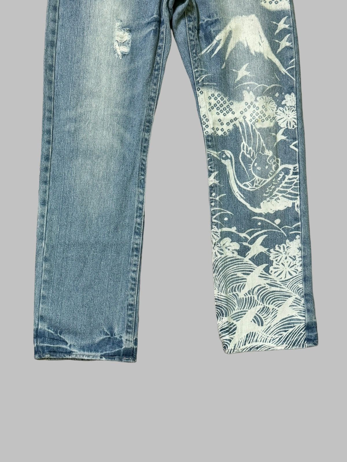 If Six Was Nine Vintage KARAKURI TAMASHI Acid Wash Design Denim Size US 29 - 6 Thumbnail