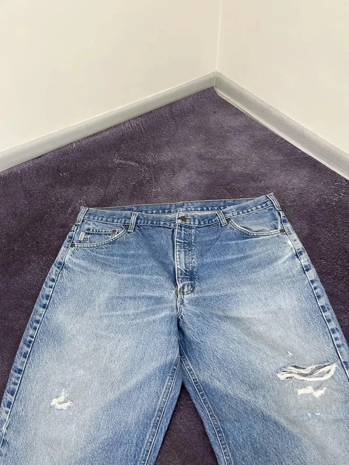 Carhartt × Vintage Vintage Carhartt 90s Faded Light Blue Hype Denim Baggy Jeans Size US 38 / EU 54 - 6 Thumbnail