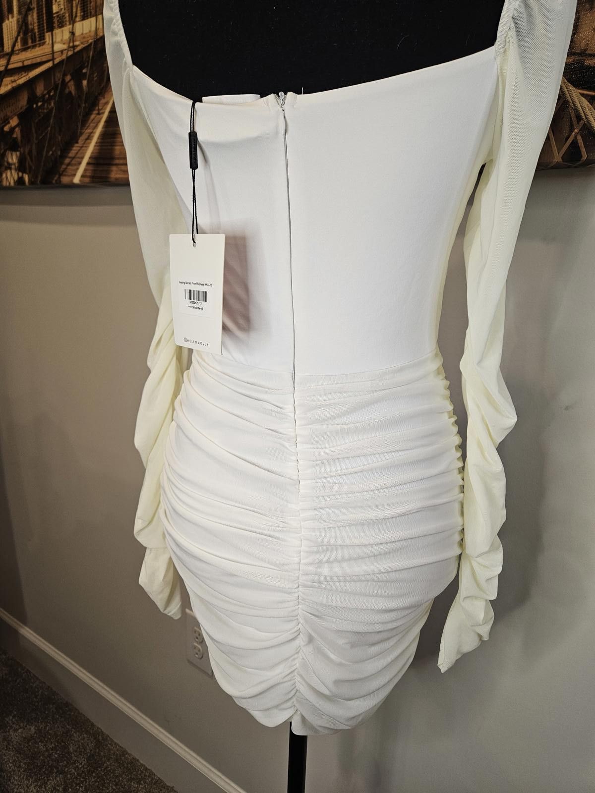 Designer Nwt Hello Molly Keeping Secrets From Me Dress in White H128 Size L / US 10 / IT 46 - 6 Thumbnail
