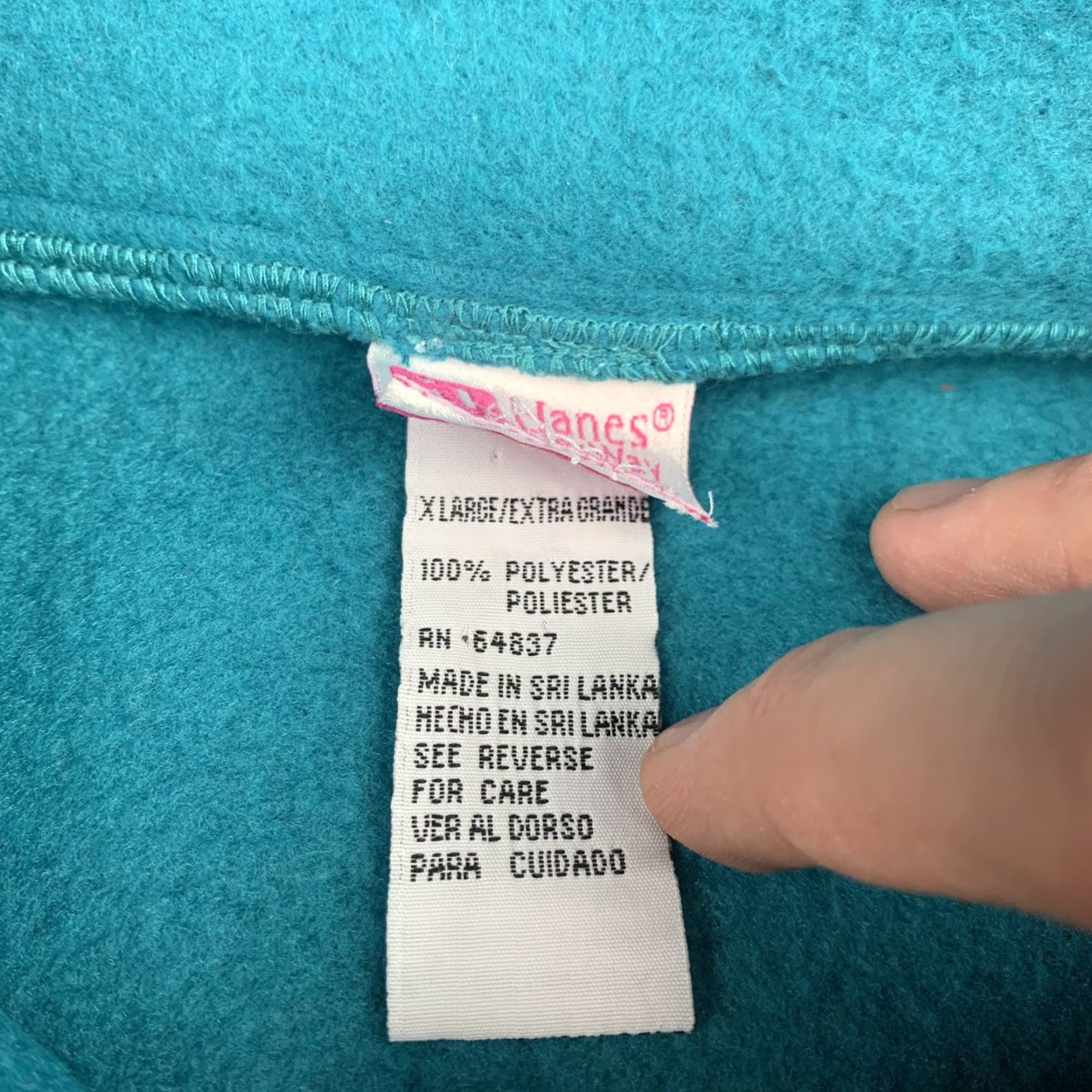 Hanes VINTAGE Hanes Her Way Fleece Jacket Womens XL Black Teal Pullover 90s Athletic Dept Zip Womens Size XL / US 12-14 / IT 48-50 - 4 Thumbnail