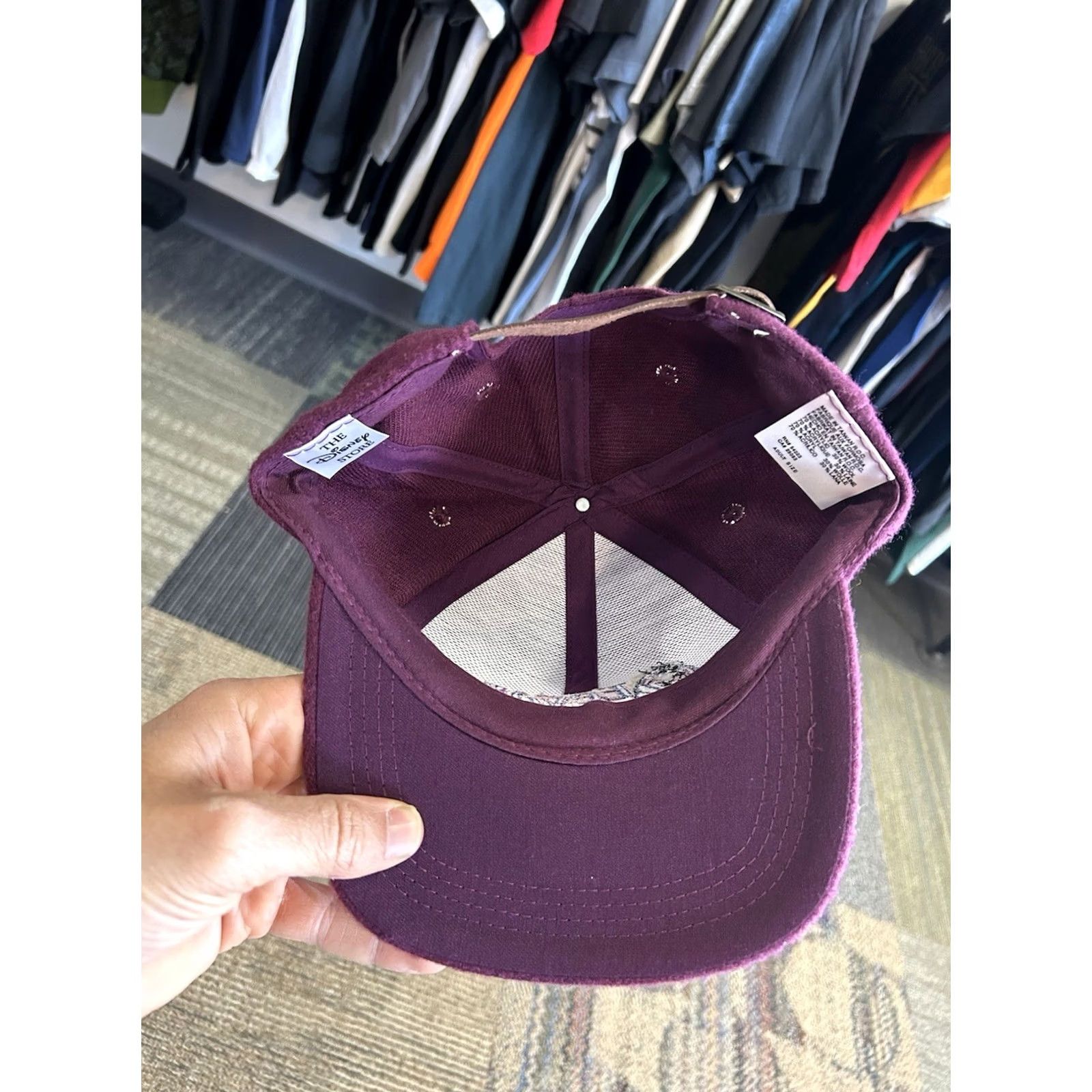 Disney VINTAGE Disney Eeyore Strapback Hat Cap Wool Felt Adult Adjustable Unisex 90s Disney Store Baseball Cap Purple Size ONE SIZE - 4 Thumbnail
