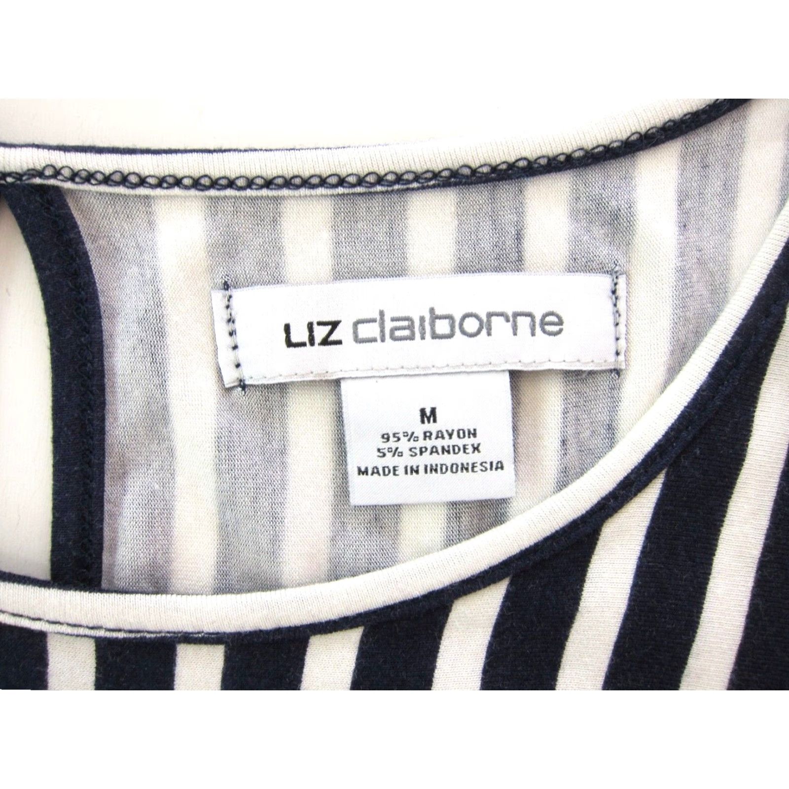 Liz Claiborne NWT Liz Claiborne Blue White Stripe Rayon Stretch Sheath Tank Sun Dress Medium Size M / US 6-8 / IT 42-44 - 3 Thumbnail