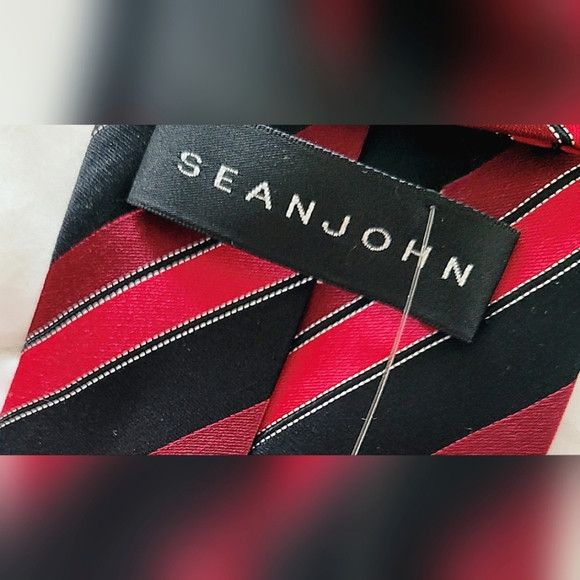 Sean John Striped Silk Tie Classic Party School Work Size ONE SIZE - 3 Thumbnail