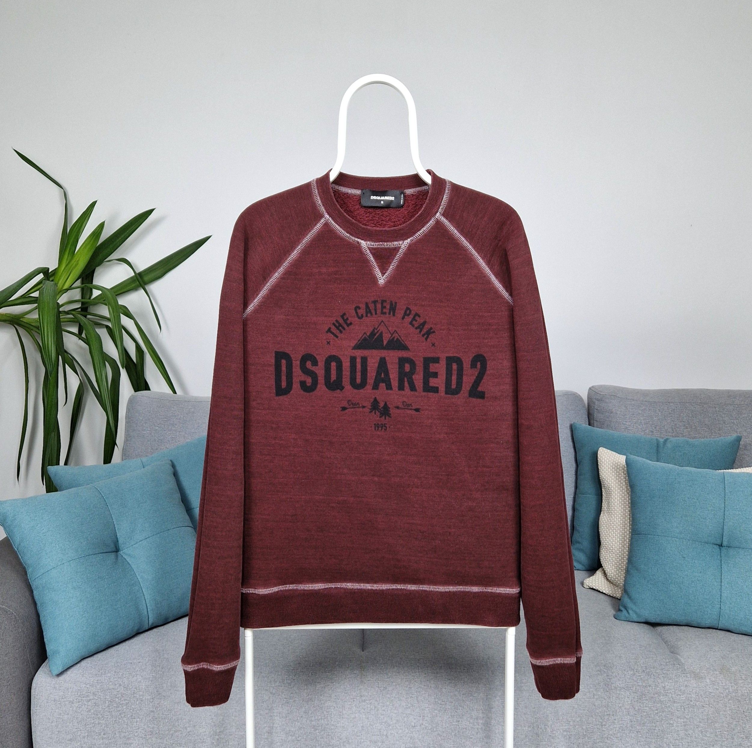 Dsquared2 Dsquared2 Burgundy "The Caten Peak" Printed Sweatshirt Size US S / EU 44-46 / 1 - 1 Thumbnail