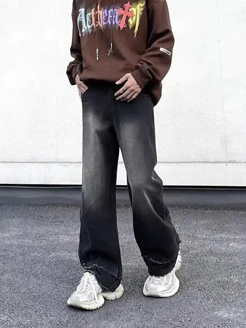 Low Light Studios Retro high street washed distressed vertical wide leg jeans Size US 32 / EU 48 - 2 Thumbnail
