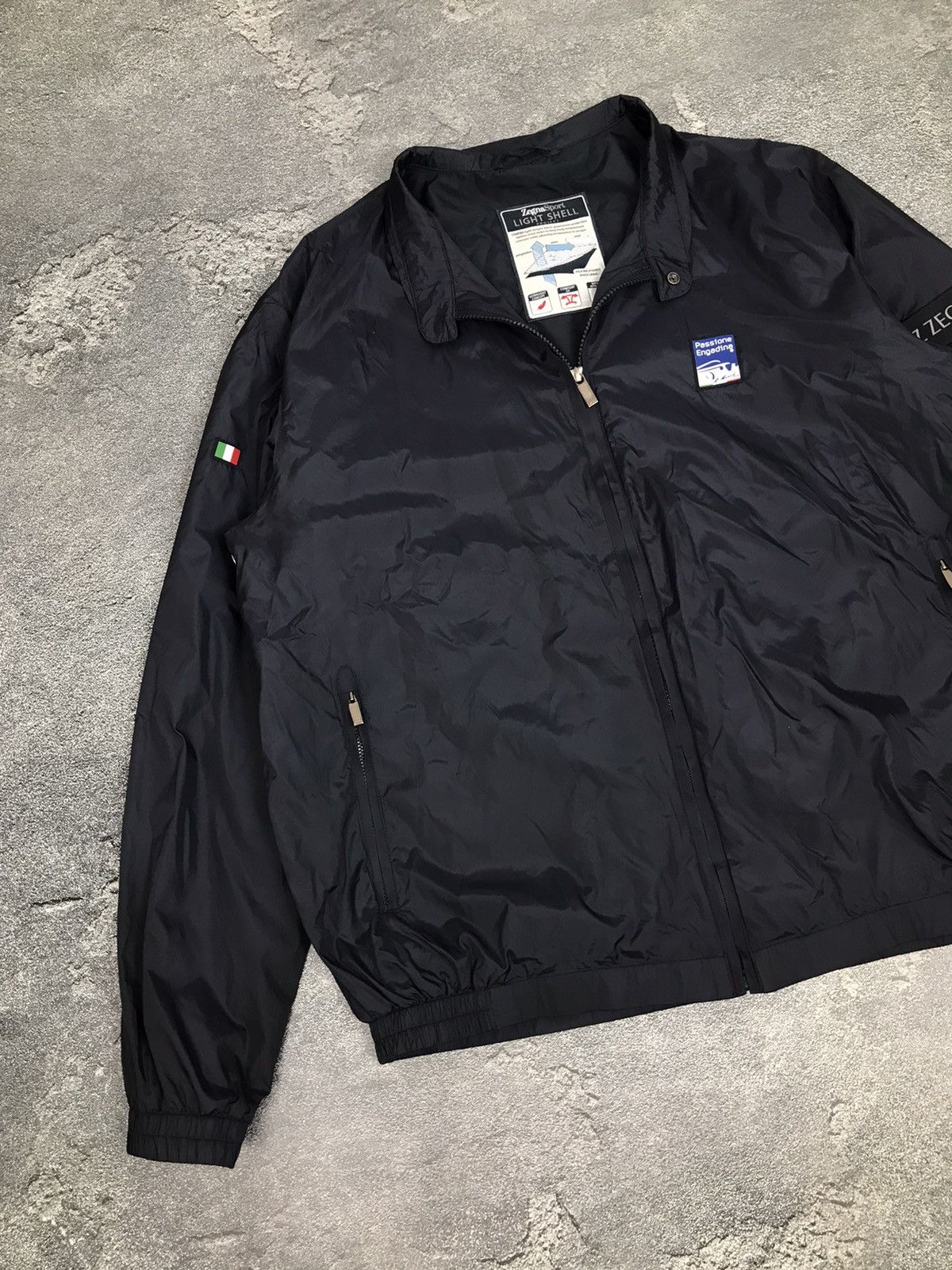 Z Zegna Zegna Nylon Shimmer Navy Blue Zip Up Windbreaker Jacket Size US L / EU 52-54 / 3 - 5 Thumbnail