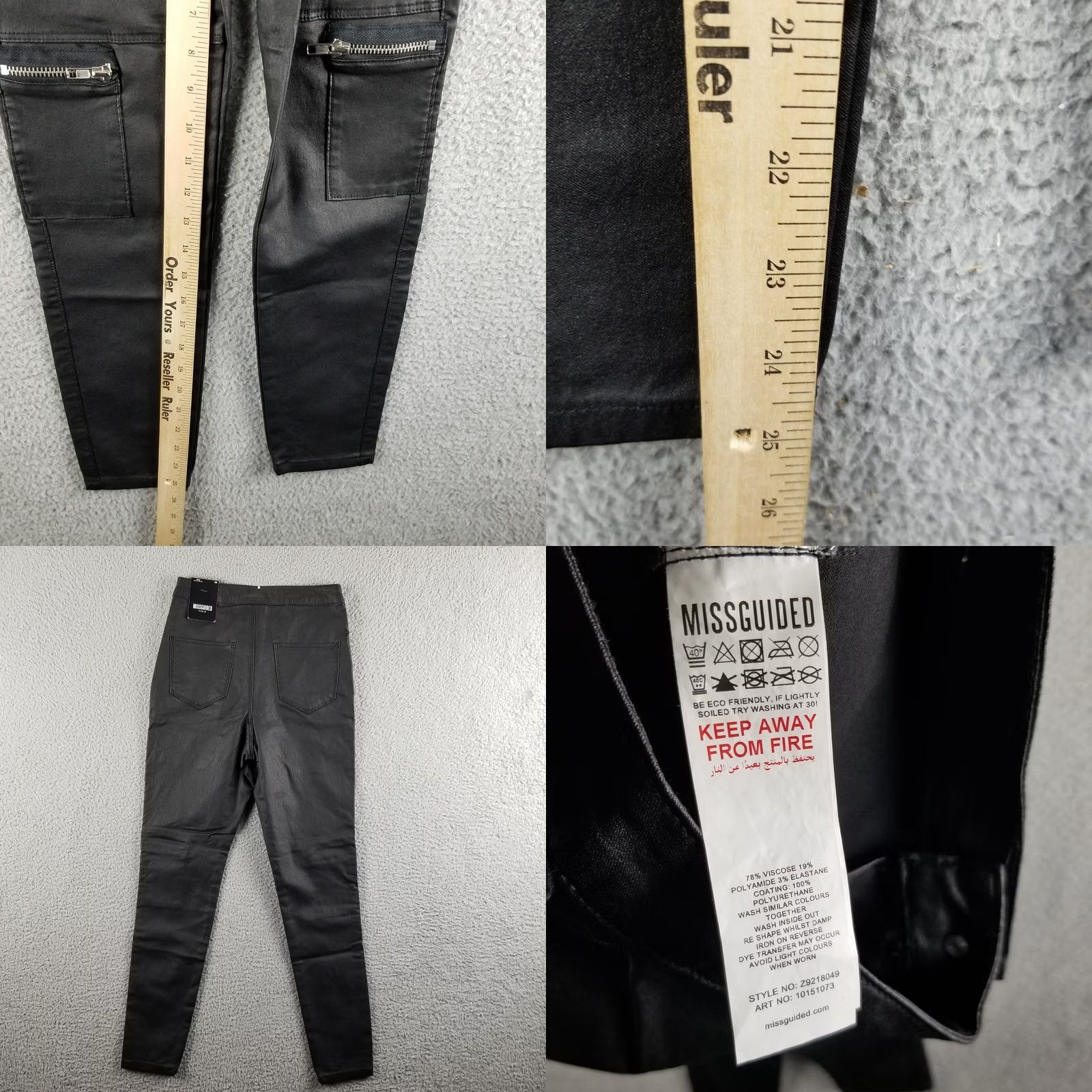 Missguided Misguided Vice Black Jeans Skinny Motorcycle 6P Petite High Rise Denim Womens Jeans 24 x 25 Black Body Stretch 90s Theme Motorcycle Size 42" / US 20 - 8 Thumbnail