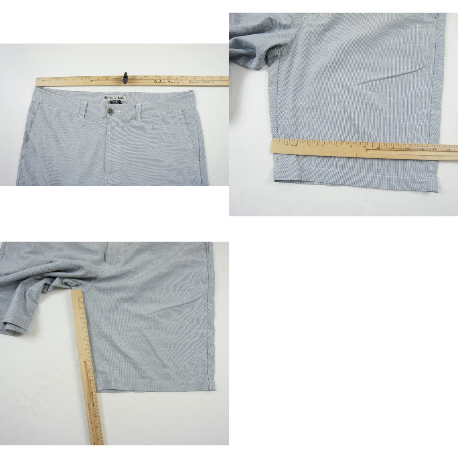 TravisMathew Travis Mathew Shorts Mens 38 Gray Chino 10" Golf Lightweight Stretch Striped Size US 38 / EU 54 - 8 Thumbnail