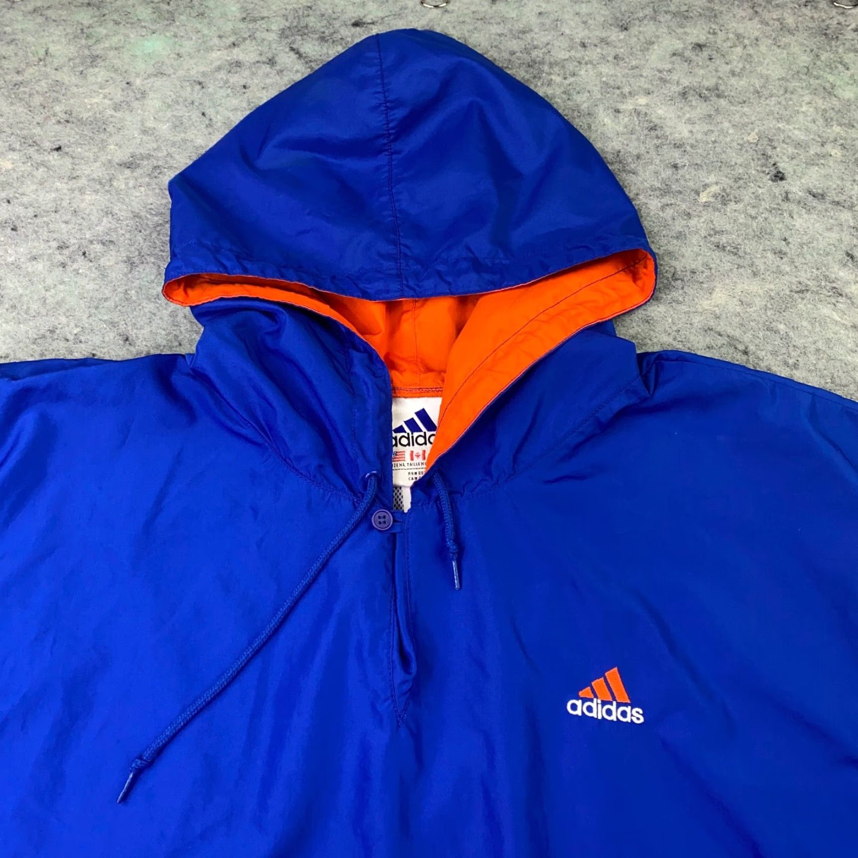 Adidas VINTAGE Adidas Jacket Mens XL Blue Windbreaker Hooded 3-Stripe 90s Y2K Zip Pockets All Seasons Size US XL / EU 56 / 4 - 3 Thumbnail