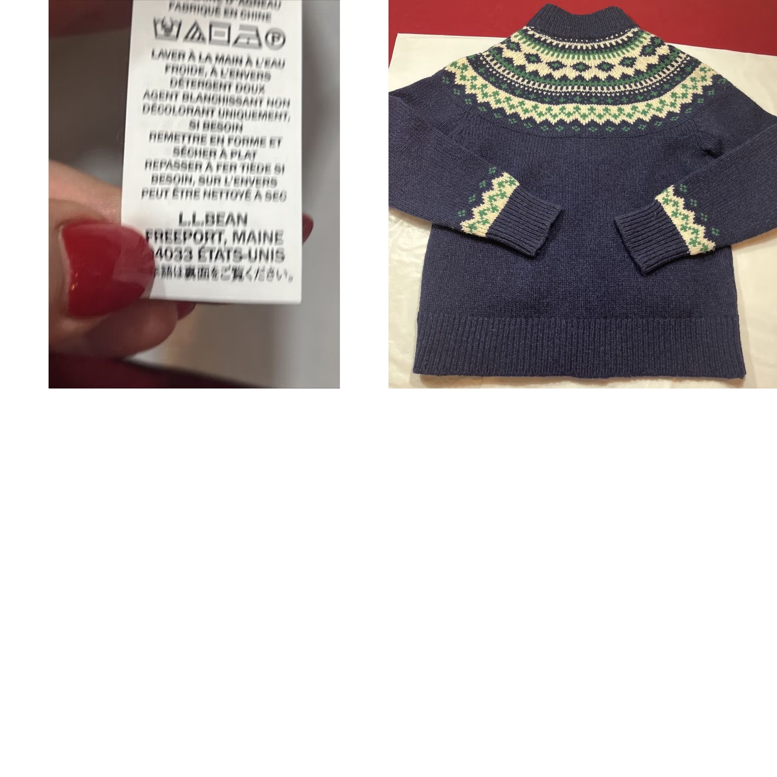 Vintage VINTAGE L.L.Bean Sweater Jacket Zip Arctic BLUE White Green Fair Isle Woman M Size M / US 6-8 / IT 42-44 - 10 Thumbnail
