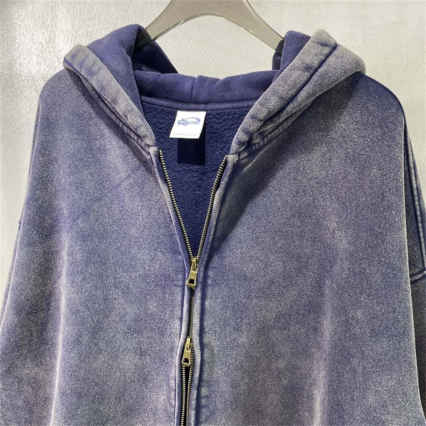 Japanese Brand × Vintage Navy blue Acid washed faded Zippered Oversized Hoodie Size US M / EU 48-50 / 2 - 3 Thumbnail
