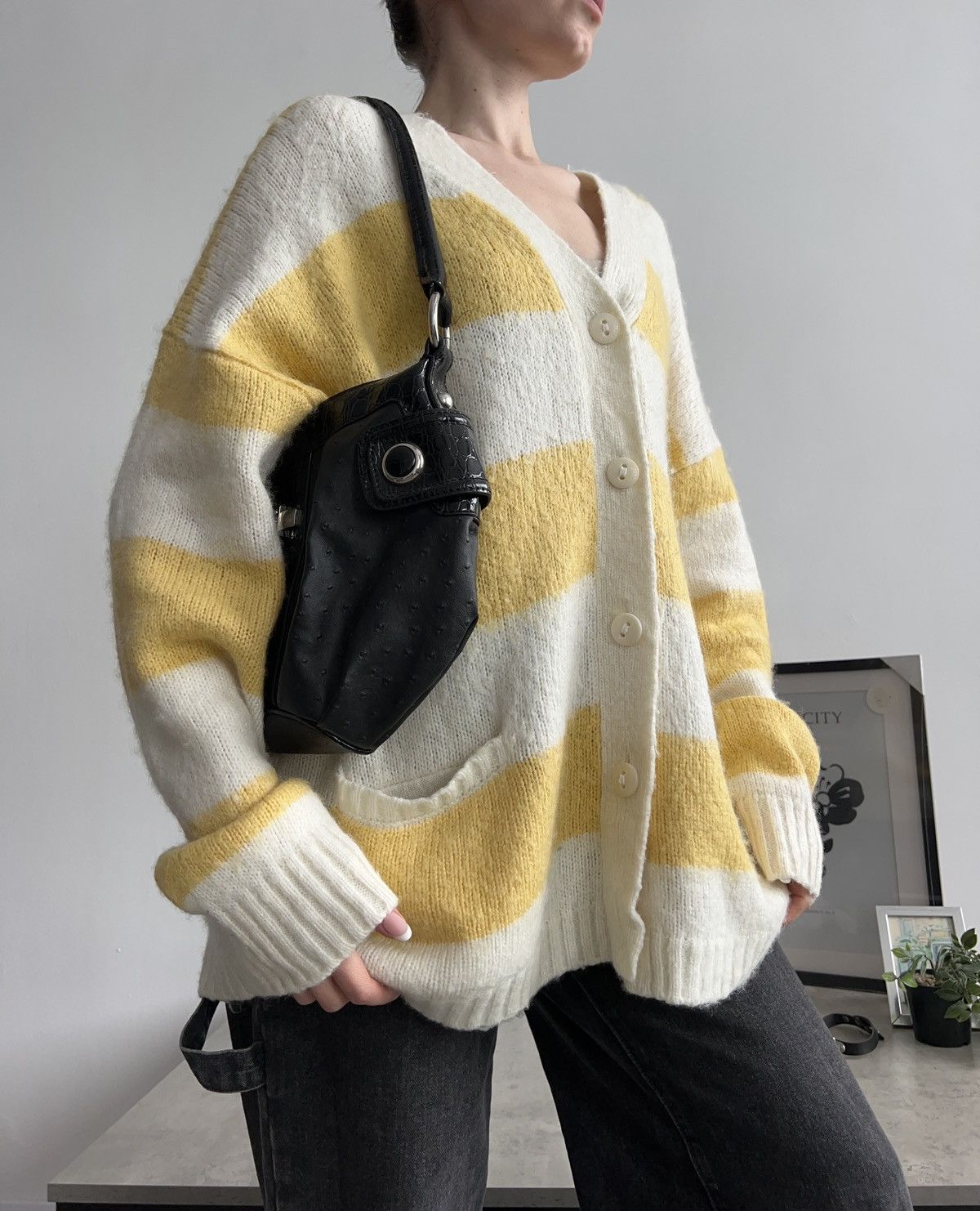 Allsaints AllSaints Lou Cardigan Yellow / Cream Wool Size M / US 6-8 / IT 42-44 - 5 Thumbnail
