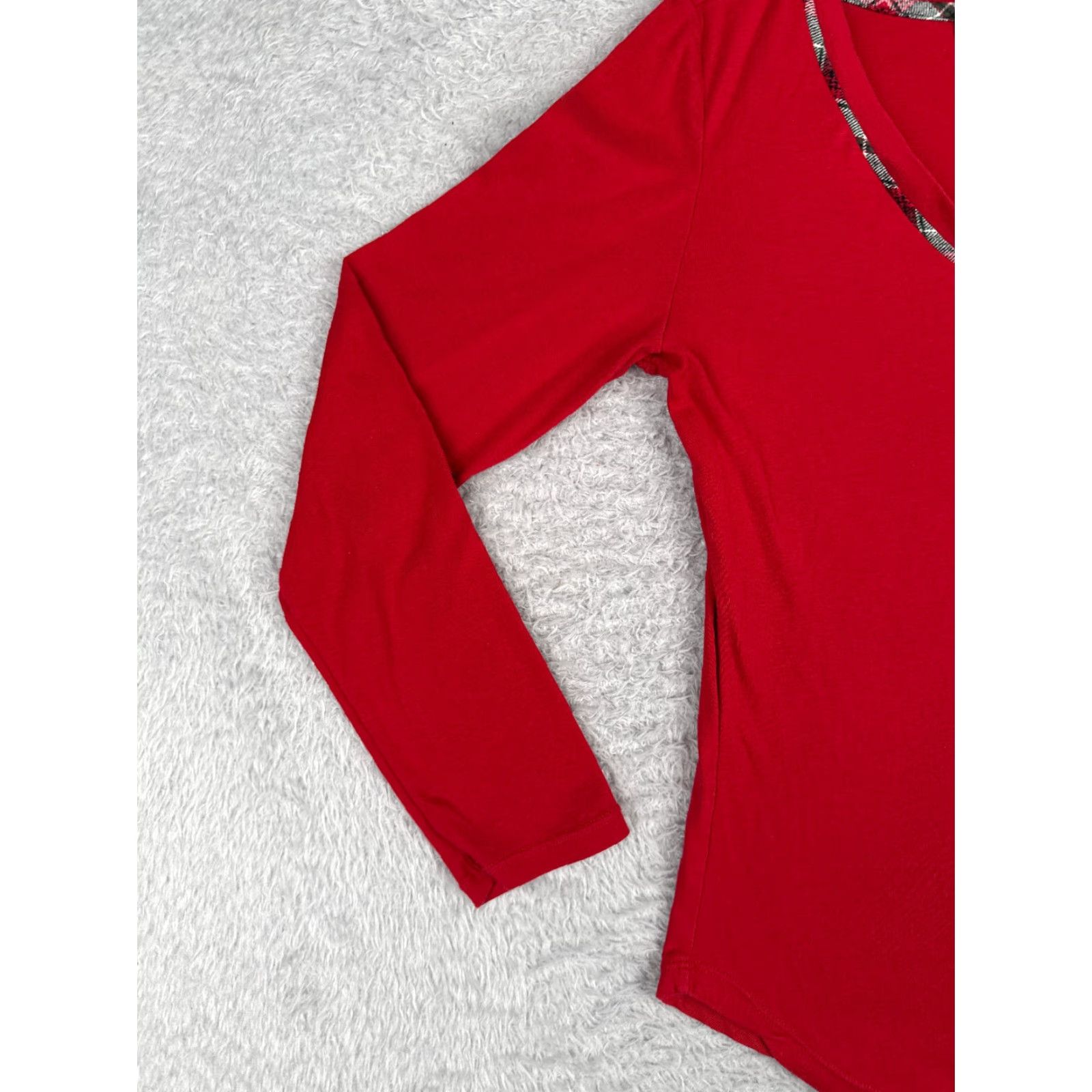 Polo Ralph Lauren VINTAGE Ralph Lauren Sport Shirt Women Small Red Cotton Blend V-Neck Long Sleeve Size S / US 4 / IT 40 - 3 Thumbnail
