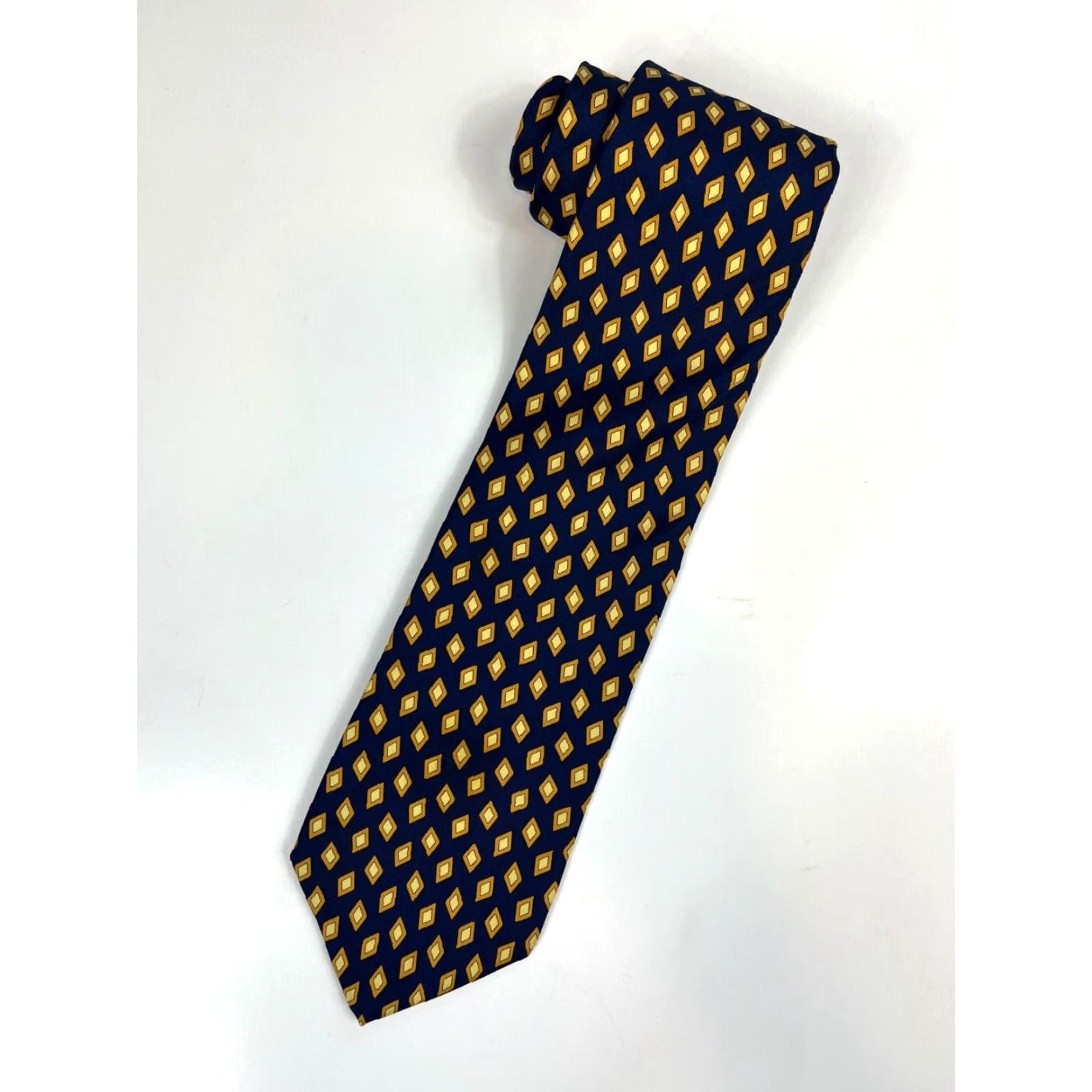Brooks Brothers VINTAGE Brooks Brothers Makers Luxury Silk Tie Geometric Navy Yellow 57-60" Wide Men’s Tie Made in USA Size ONE SIZE - 2 Thumbnail