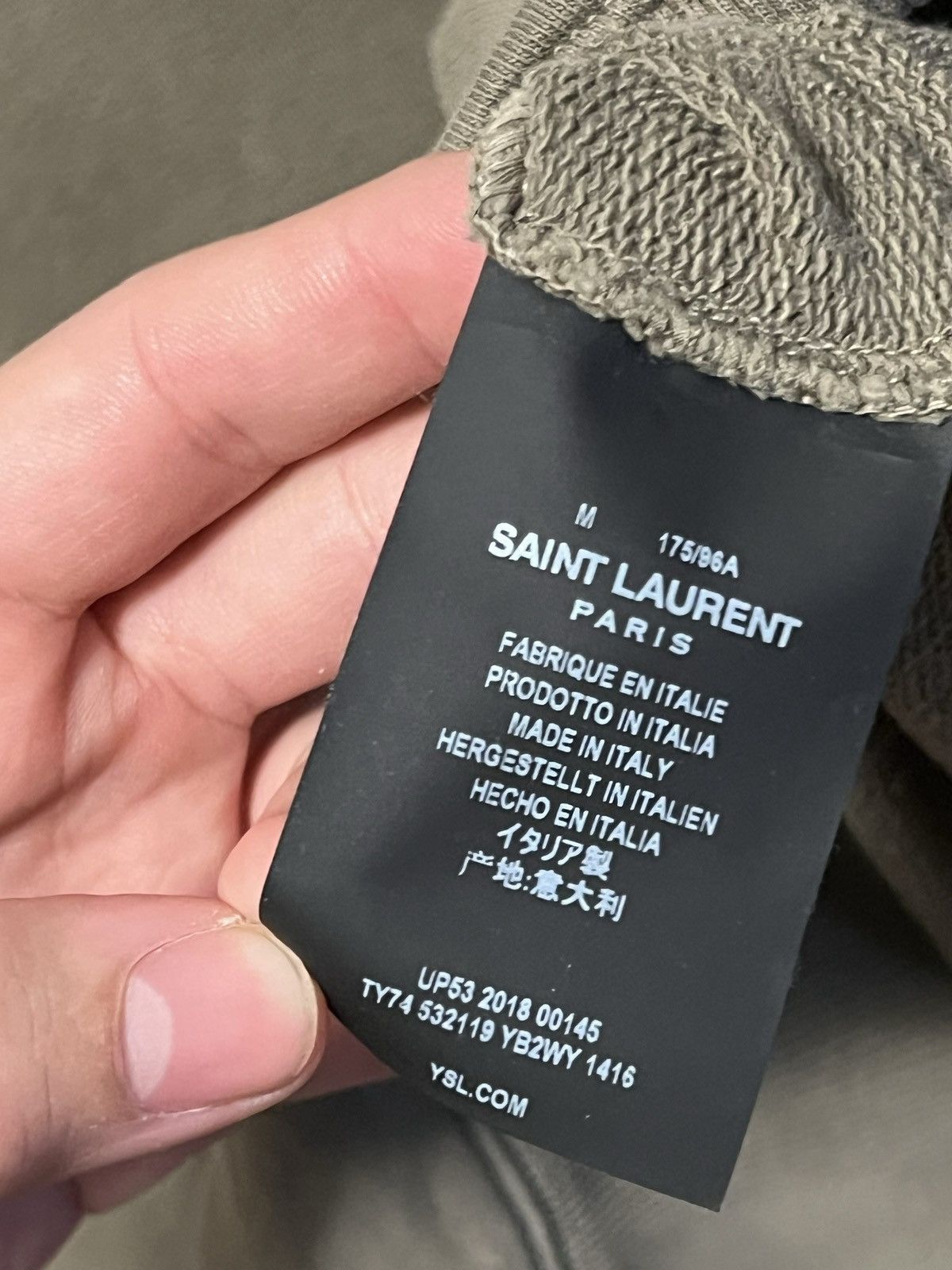 Saint Laurent Paris Saint Laurent Small Logo Khaki Hoodie Size US M / EU 48-50 / 2 - 3 Thumbnail