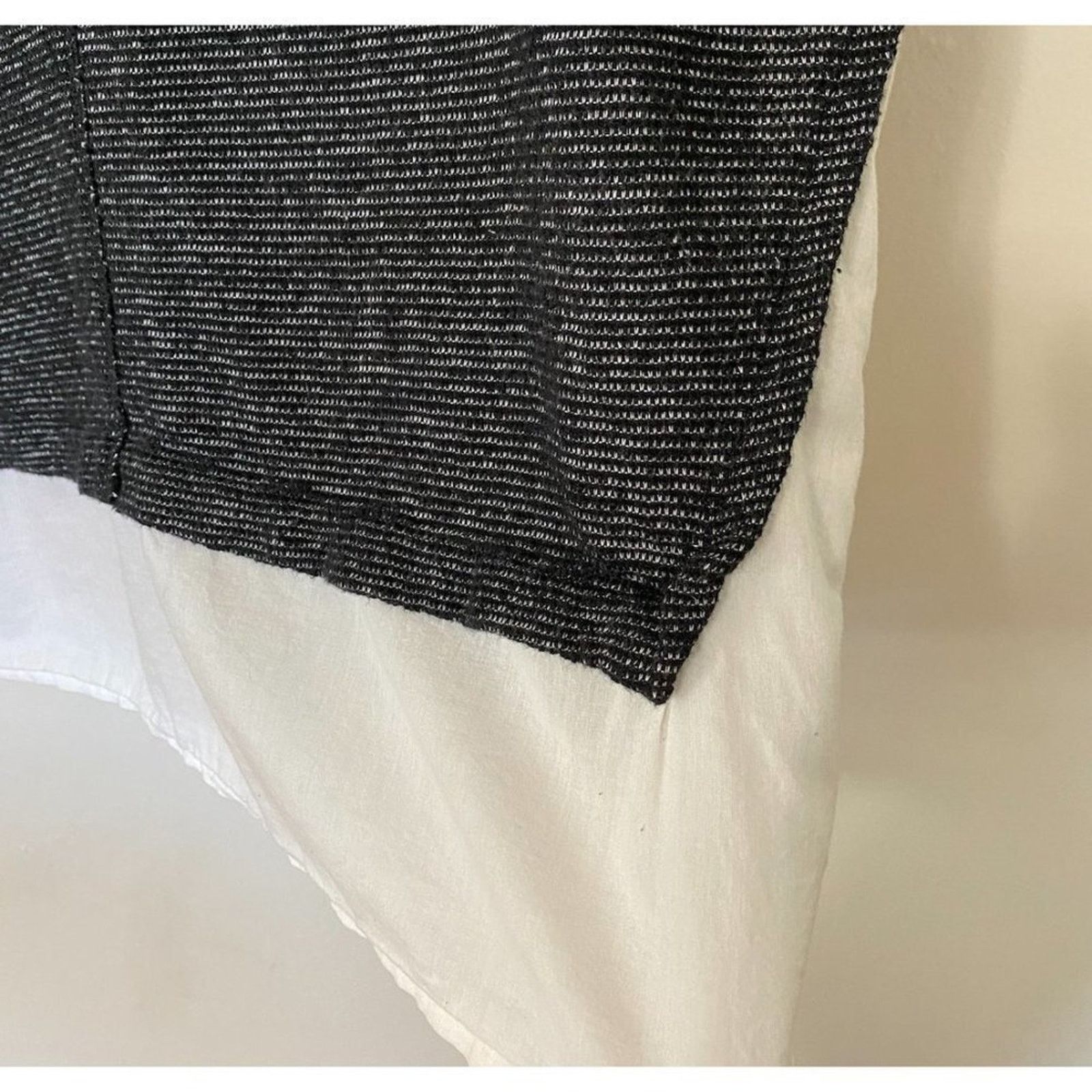 Other Caslon Black White Crewneck Woven Hem Stripe Texture Top M Size M / US 6-8 / IT 42-44 - 7 Thumbnail