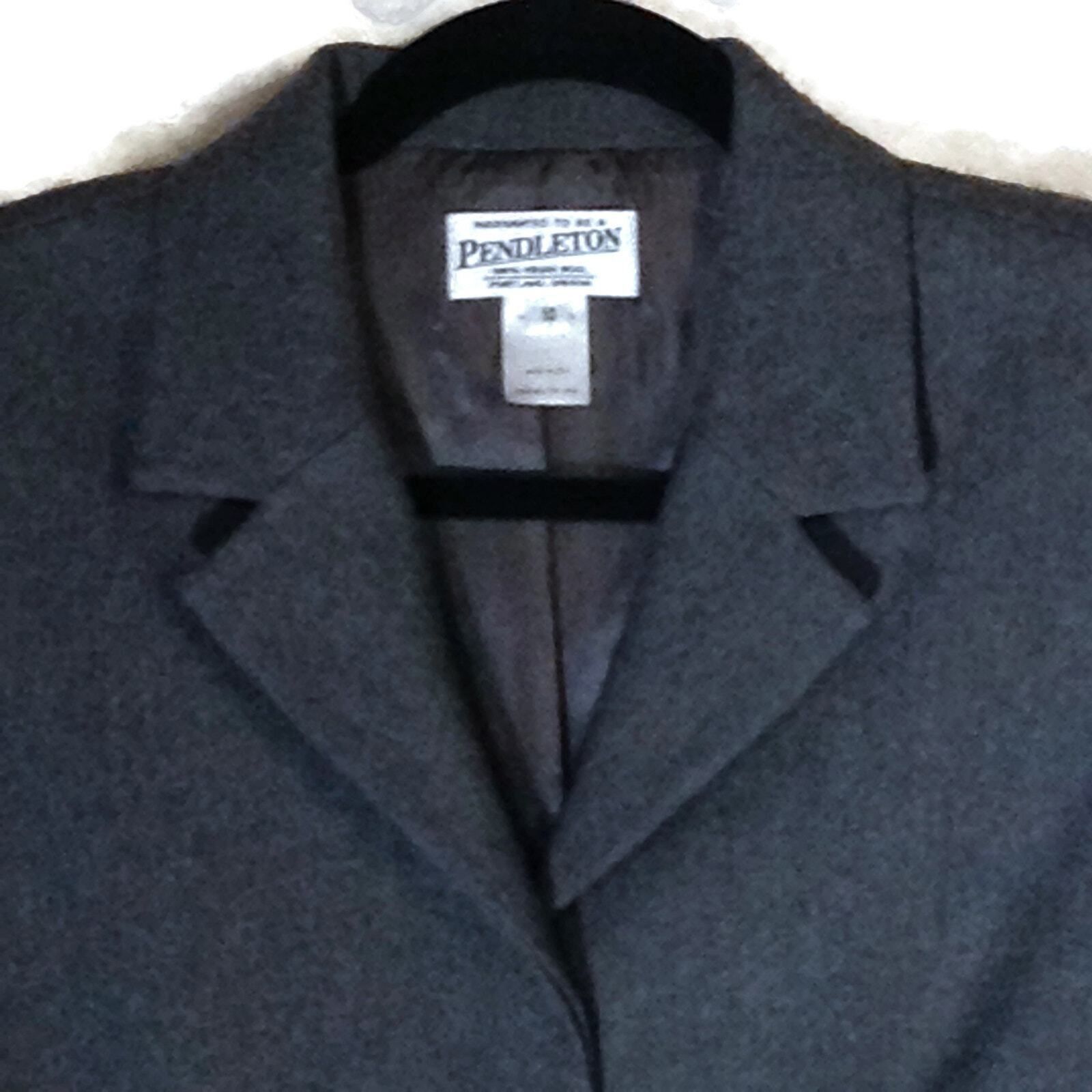 Pendleton Pendleton Wool Gray Blazer SZ 10 Collared Hidden Buttons VTG Size L / US 10 / IT 46 - 3 Thumbnail