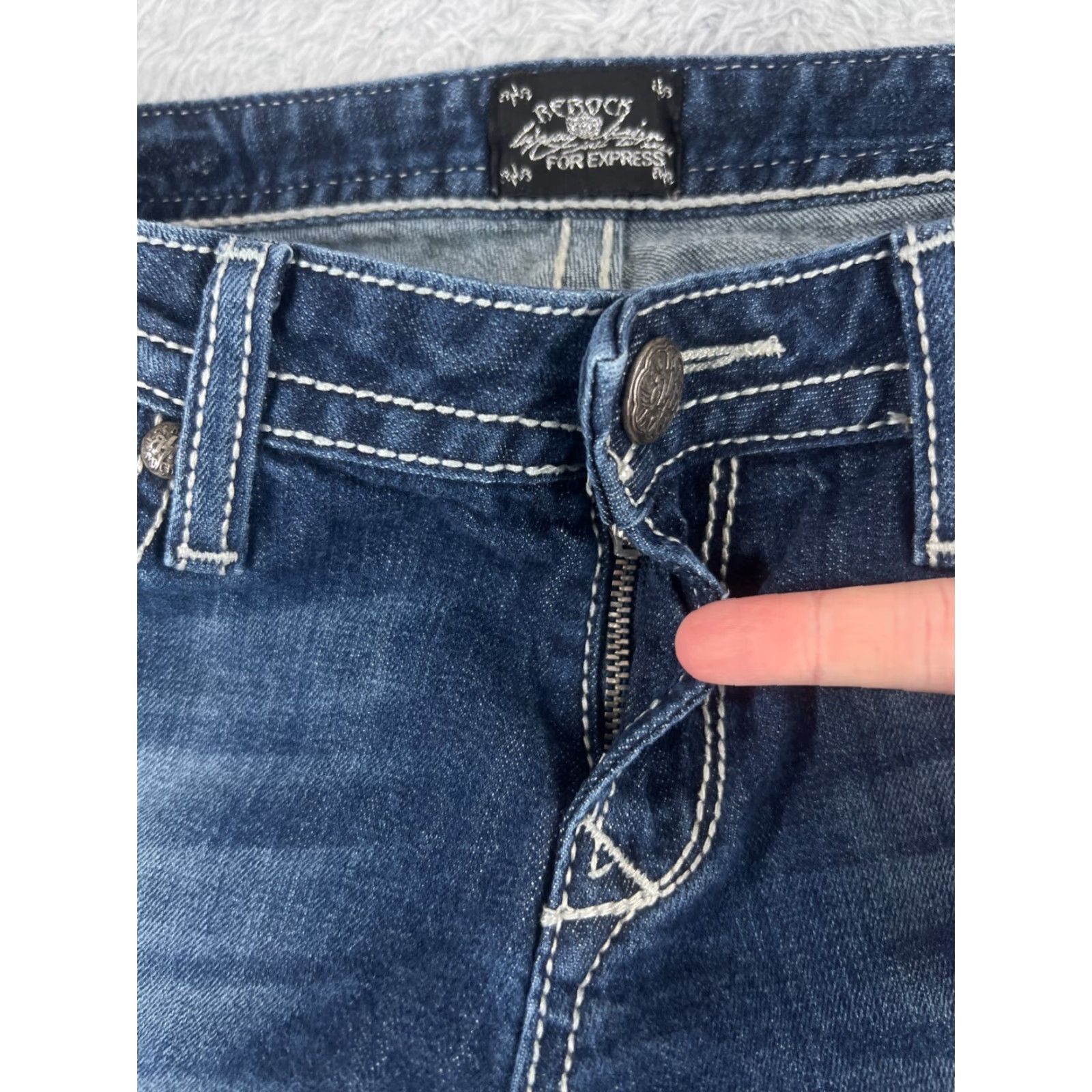 Denime ReRock Jeans Women's Blue Denim Bootcut 28x28 Low Rise Distressed 6 Regular 5-Pocket Comfort Stretch N/A Size 28" / US 6 / IT 42 - 5 Thumbnail