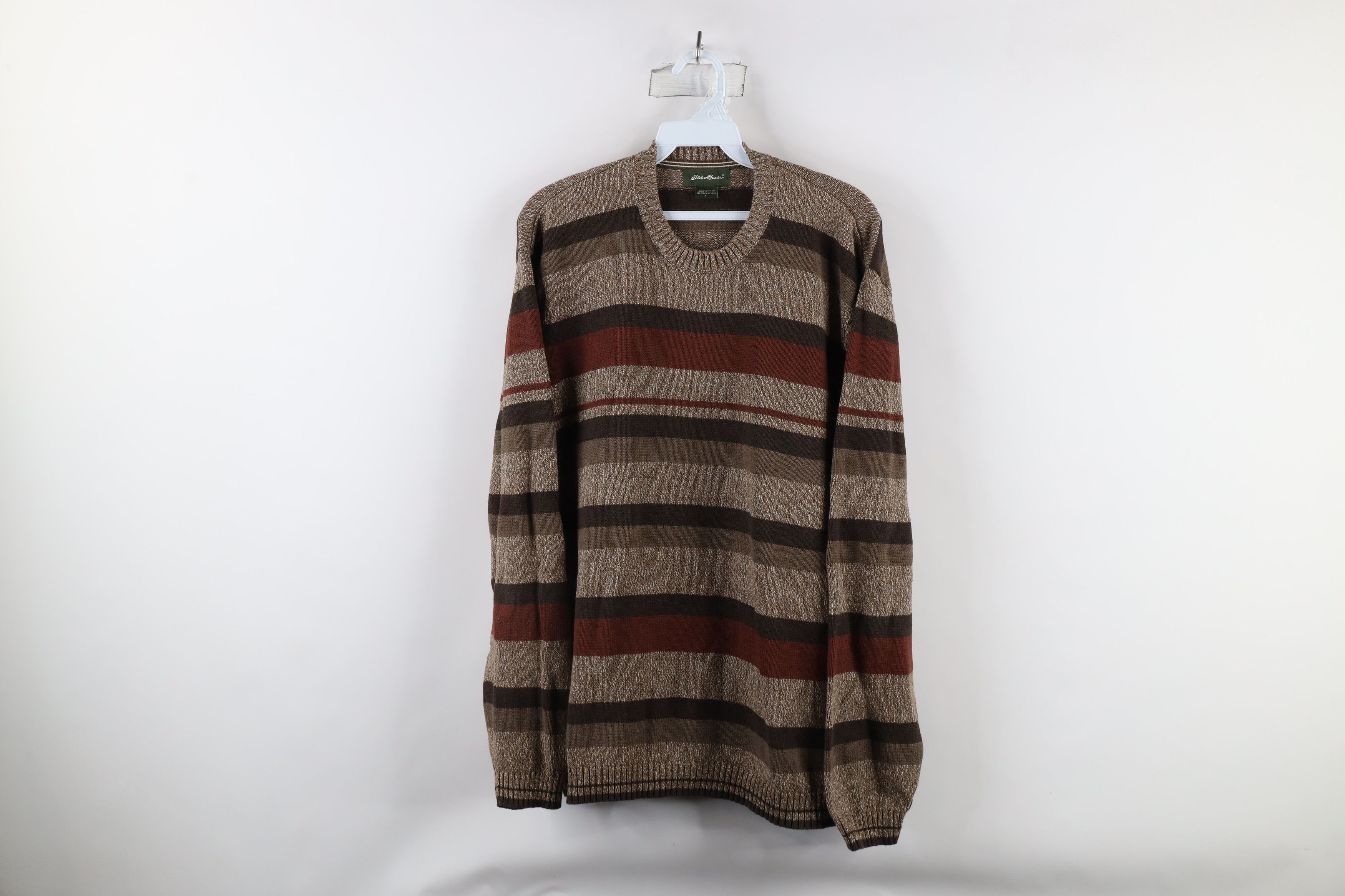 Eddie Bauer × Vintage Vintage 90s Eddie Bauer Block Cotton Knit Crewneck Sweater Size US L / EU 52-54 / 3 - 1 Thumbnail