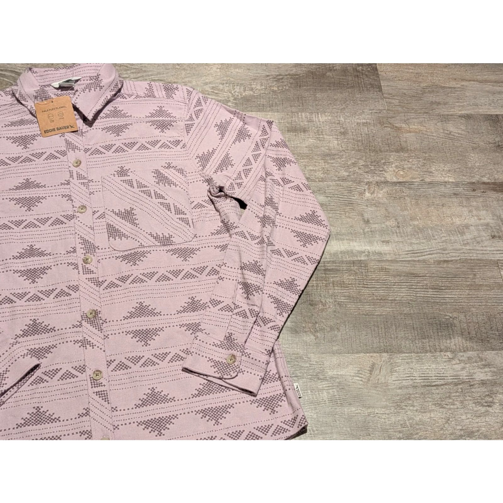 Eddie Bauer NWT Eddie Bauer Women's Field Flex Flannel Shirt Small Light Violet Aztec Plaid Button-Up Casual, Travel, Workwear Womens Small Violet Shirt Size S / US 4 / IT 40 - 4 Thumbnail