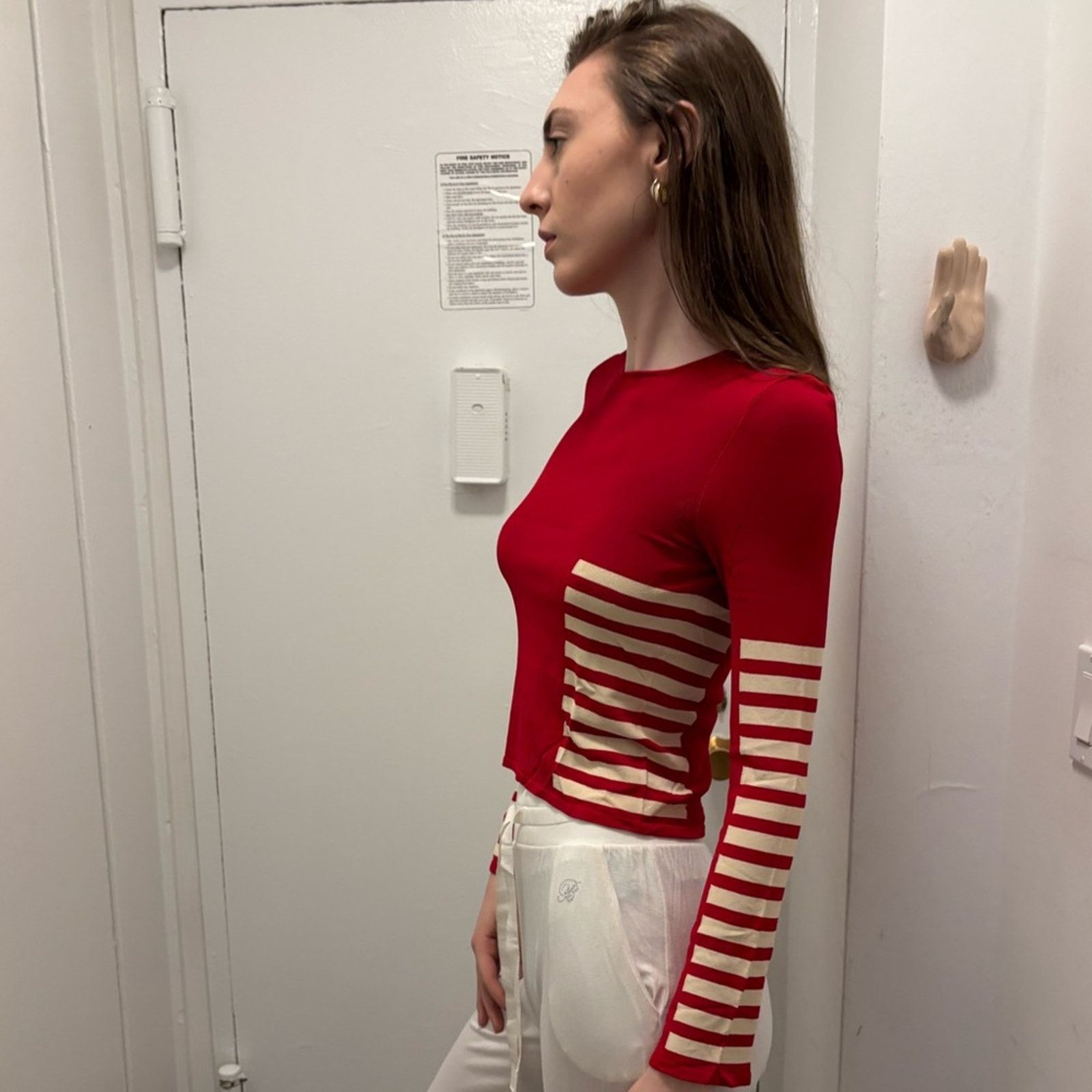 La Perla La Perla Red and Cream Striped Blouse Size M Size M / US 6-8 / IT 42-44 - 10 Thumbnail