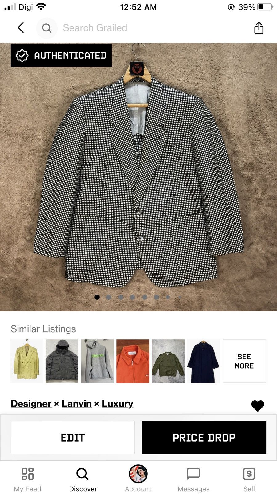 Lanvin LANVIN PARIS CHECKED SUIT JACKET / BLAZERS #6375-62 Size US M / EU 48-50 / 2 - 15 Thumbnail