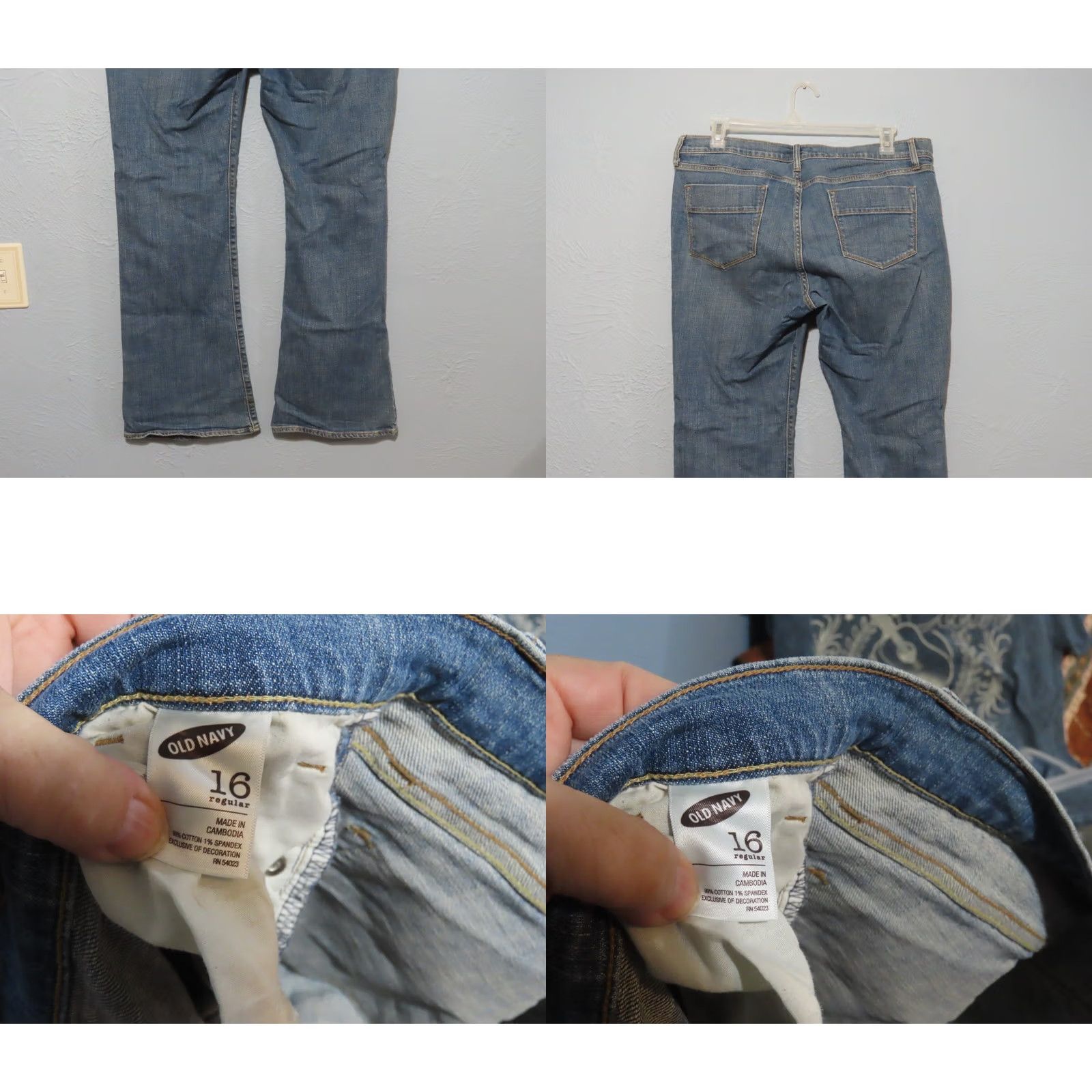 Old Navy Old Navy Jeans Women's 16 Regular Bootcut Denim Blue Med Wash Stretch Cotton Spandex Zipper Button Zip Inseam 30.5 in Boys? Size 38" / US 16 / IT 52 - 8 Thumbnail