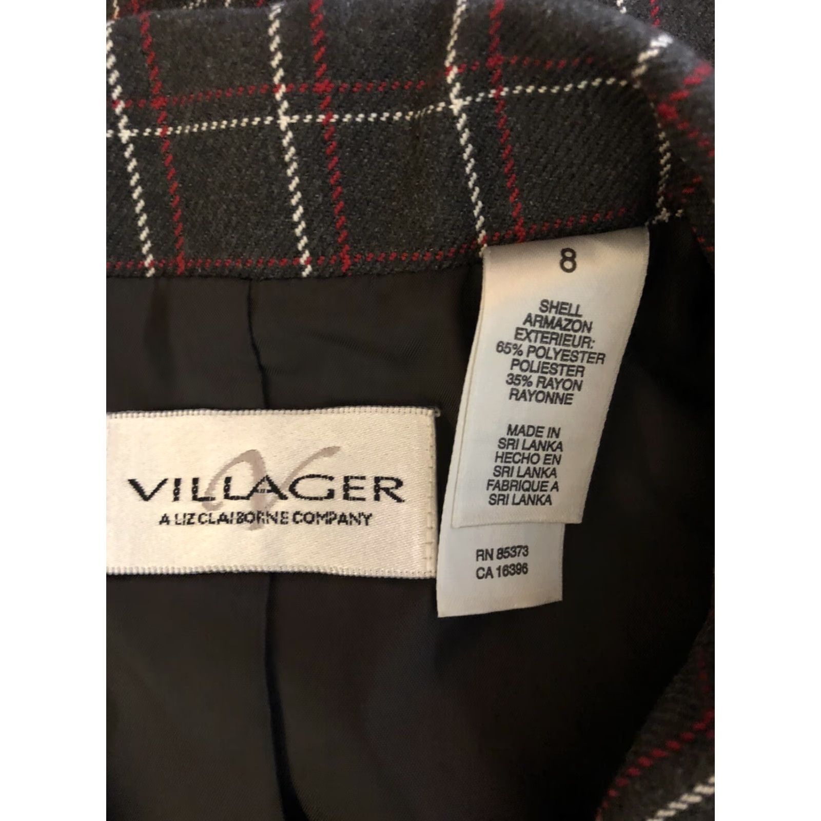 Liz Claiborne Liz Claiborne Blazer Jacket Women 8 Gray Plaid Notch Collar Single-Breasted Full Zip Lined Professional Casual Career Academia Vintage: No Size M / US 6-8 / IT 42-44 - 4 Thumbnail