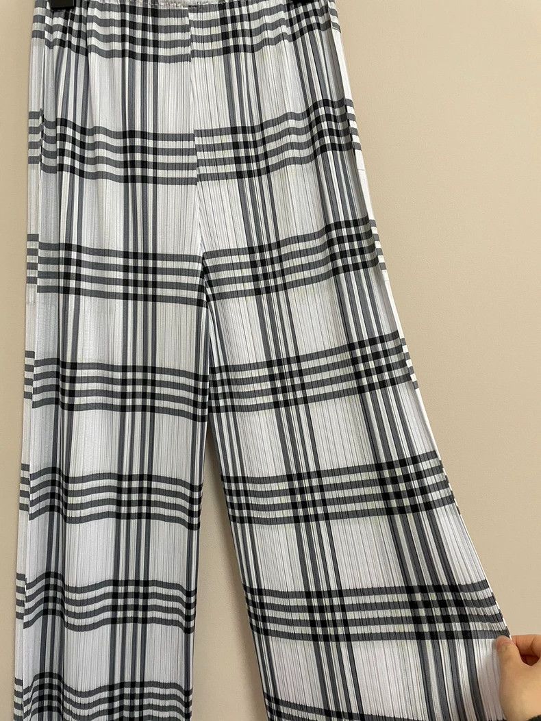Issey Miyake Issey Miyake size:2 Grey checkered wide-leg pants Size 22" - 4 Thumbnail