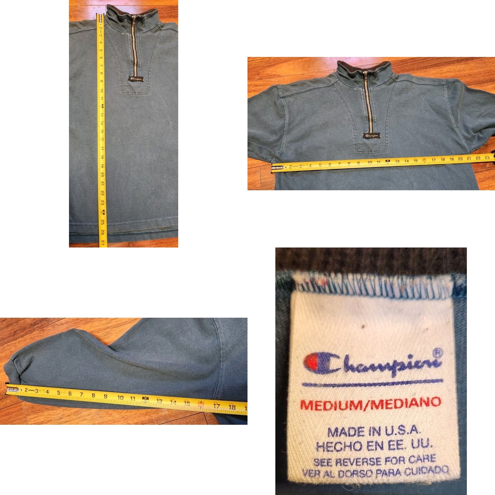 Champion VINTAGE CHAMPION 1/4 Zip Pullover Sweatshirt Men’s M MEDIUM USA MADE Cotton XL? Size US M / EU 48-50 / 2 - 8 Thumbnail