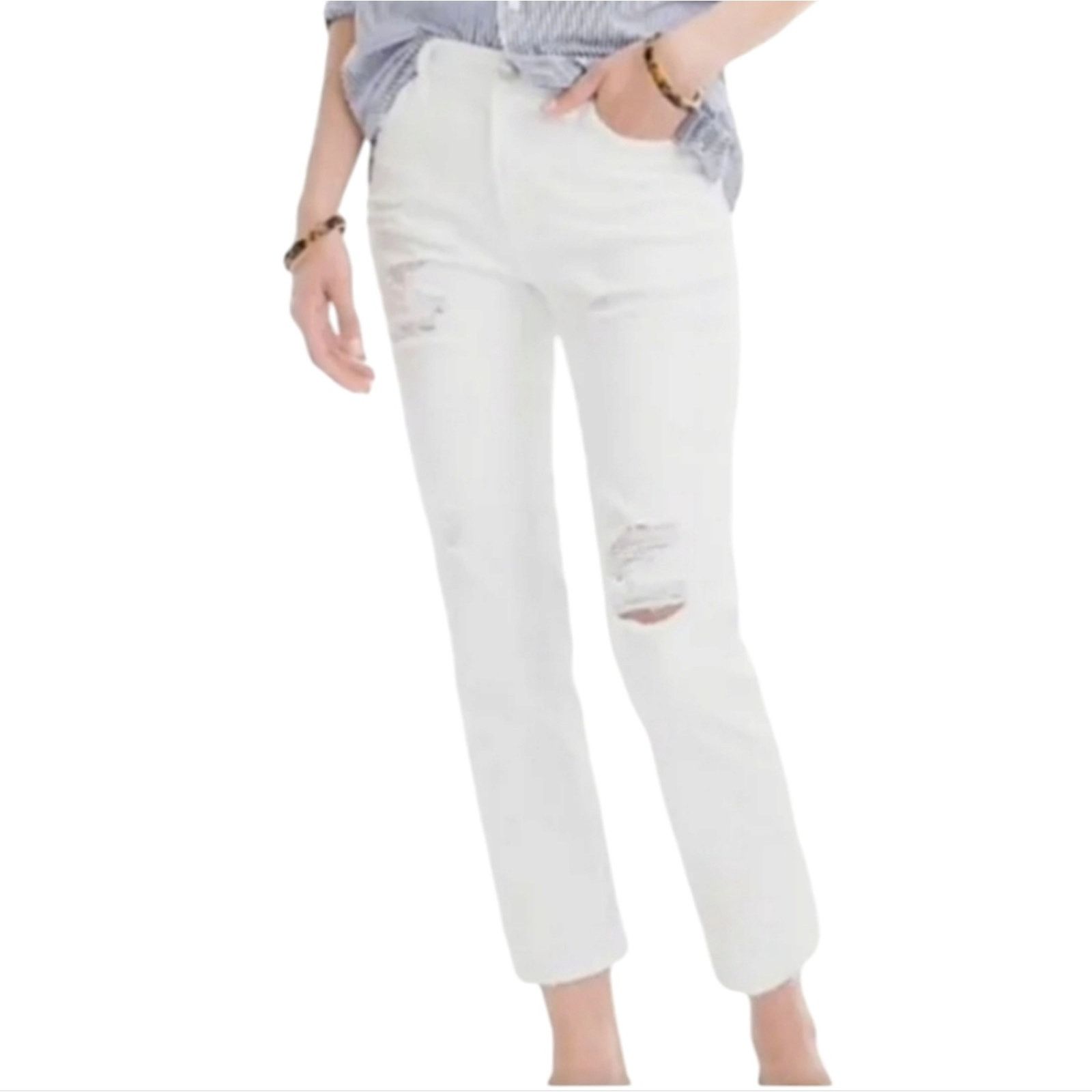 J.Crew J. Crew Vintage Crop destroyed Straight Leg Jeans 30Tall Size 30" / US 8 / IT 44 - 1 Thumbnail