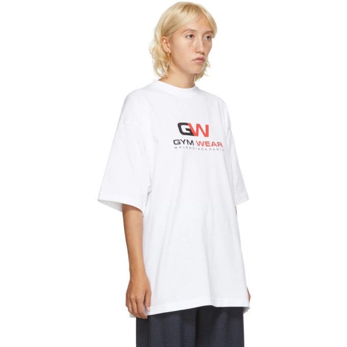 Balenciaga o1y0625 Logo Crewneck T-Shirt in White Size L / US 10 / IT 46 - 2 Thumbnail
