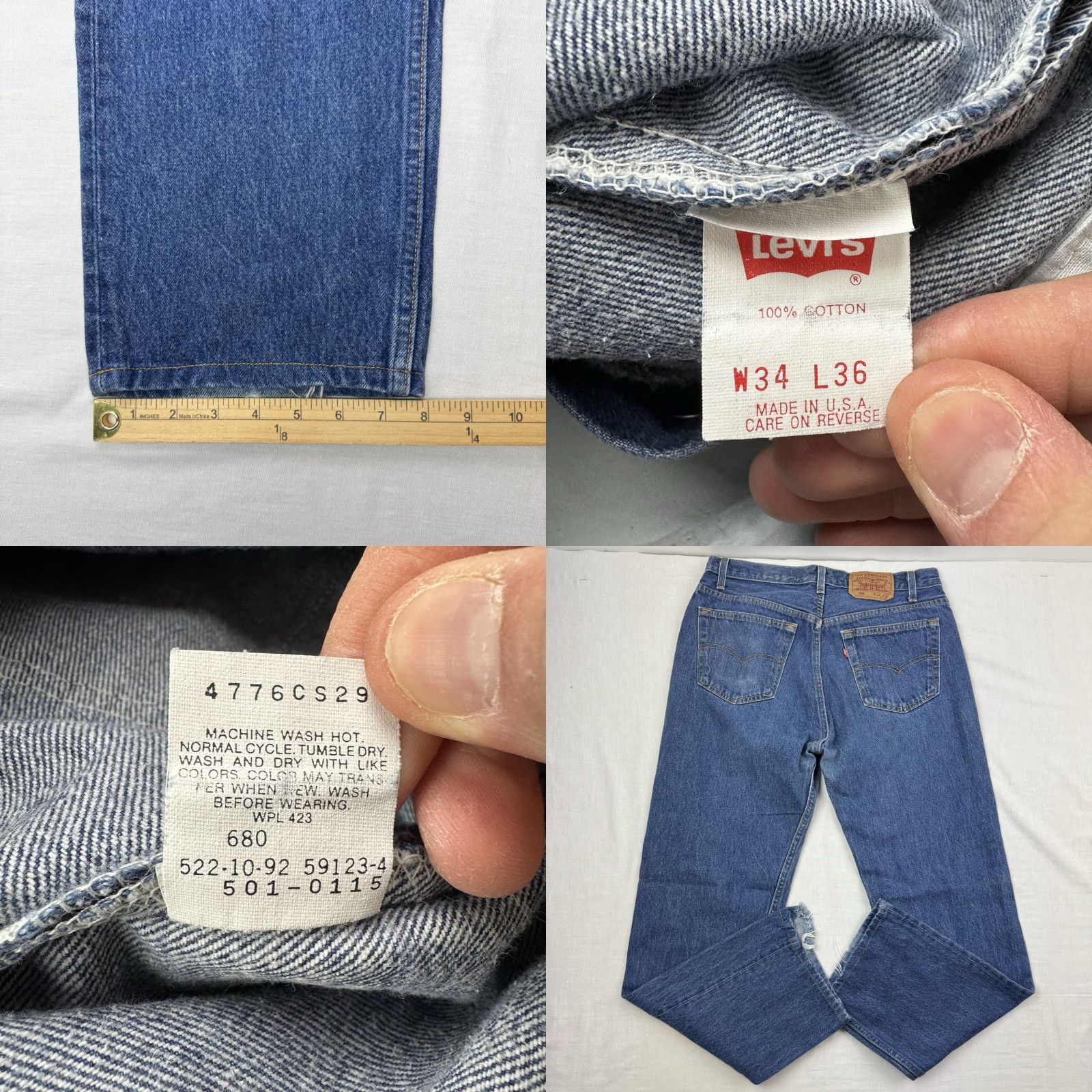 Levi's VINTAGE Levi's 501 Jeans Men Adult 31x30 Button Fly Made In USA Straight Blue 100% Cotton USA Womens Mens? Size US 31 - 9 Thumbnail