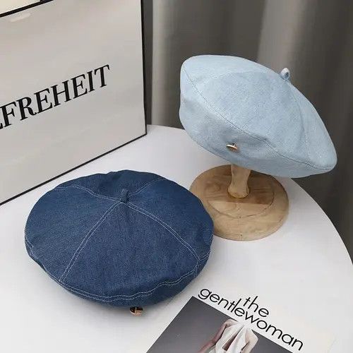 Japanese Brand Denim Beret Hat Retro Size ONE SIZE - 3 Thumbnail