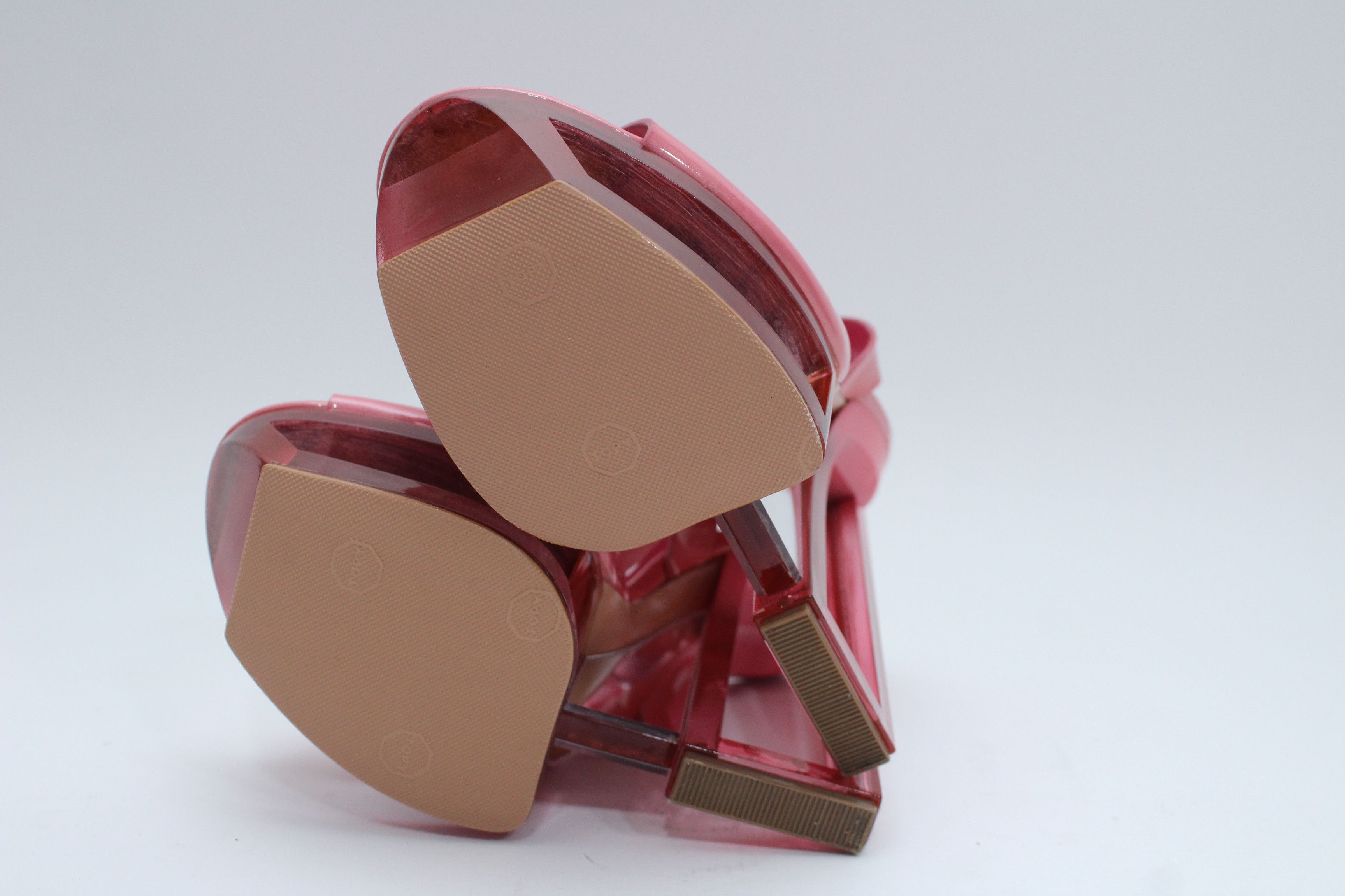 Casadei Casadei Pink Leather Platform Sandals Plexiglass Heel 37 Size US 7 / IT 37 - 9 Thumbnail