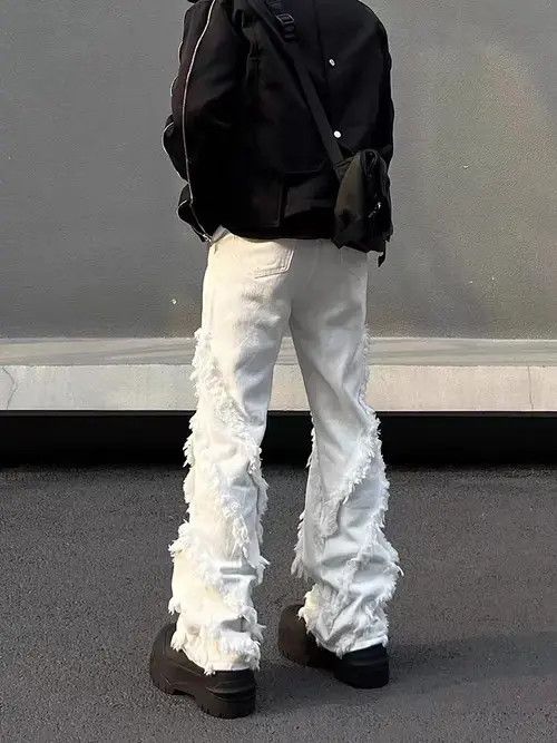 Japanese Brand × Jean High street fringed raw edge slightly flared jeans Size US 32 / EU 48 - 2 Thumbnail
