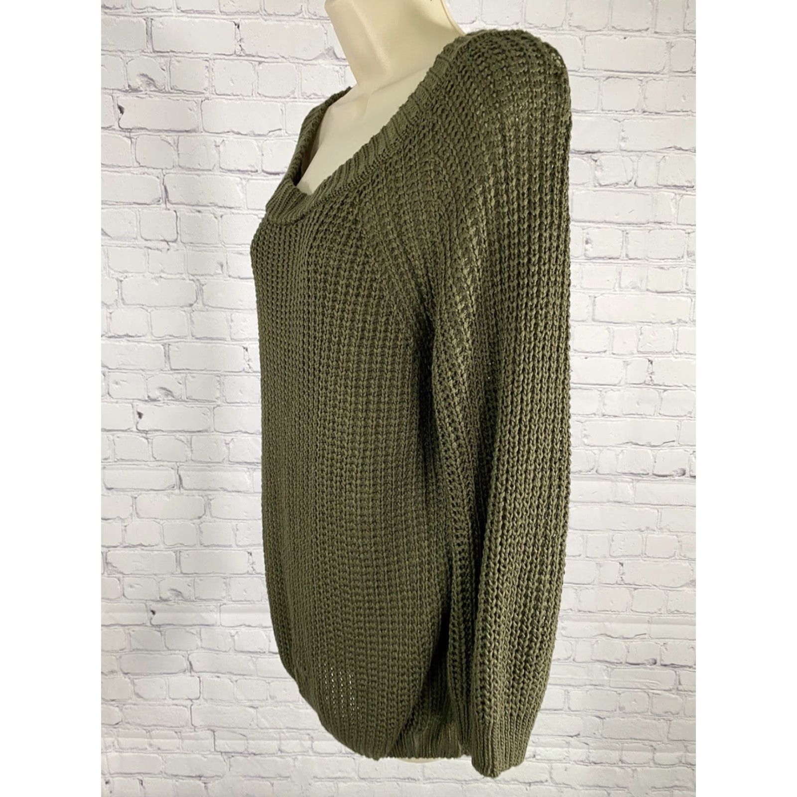 Vintage Impressions Green Chunky Knit Cotton Blend Pullover Sweater S/M Size S / US 4 / IT 40 - 3 Thumbnail