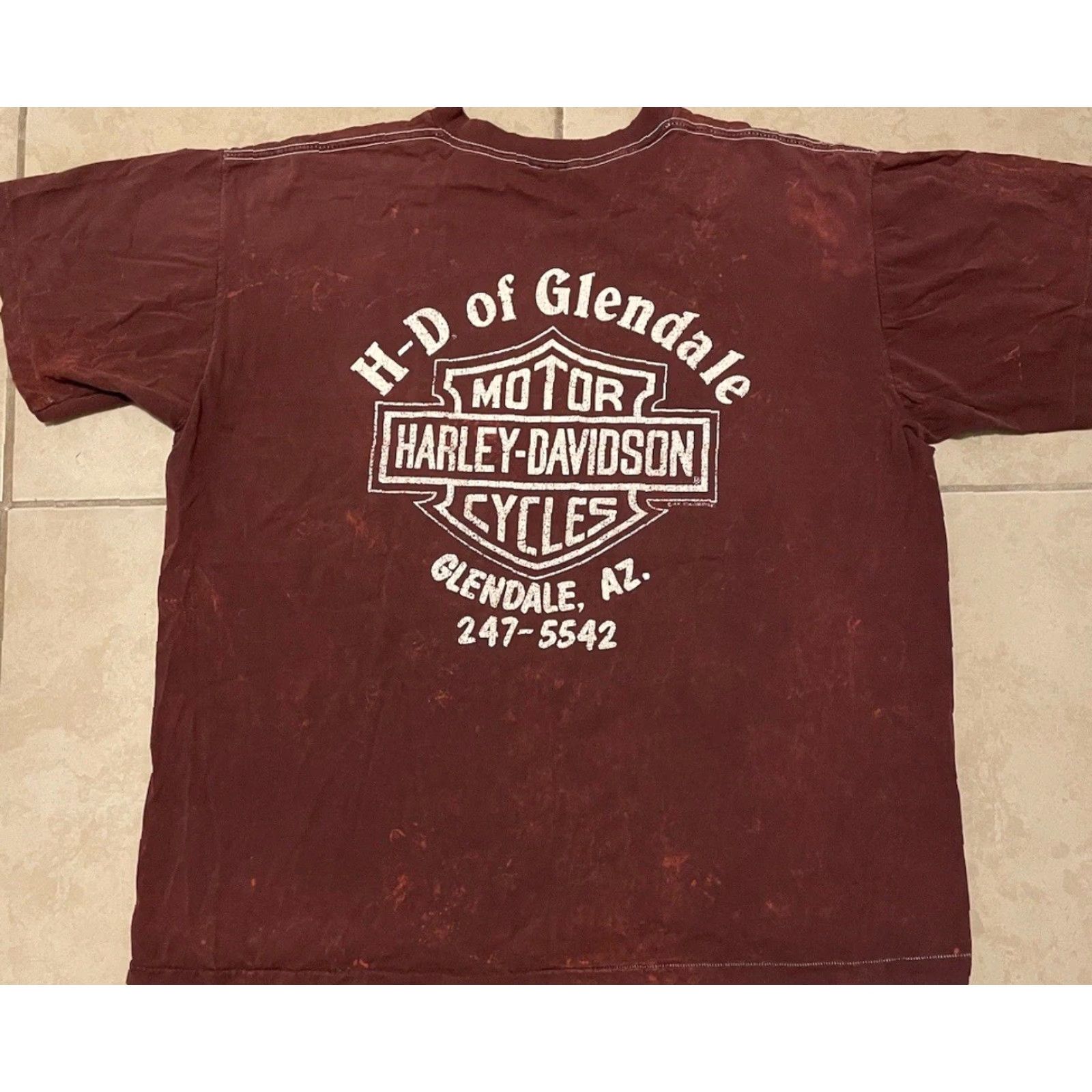 Harley Davidson VINTAGE Harley Davidson Shirt 2XL Red Graphic Tee Mens 80s 90s Biker Grunge USA California Arizona Sturgis Punk Union USA Skull Flag 70s 90s Destroyed Size US XXL / EU 58 / 5 - 2 Thumbnail