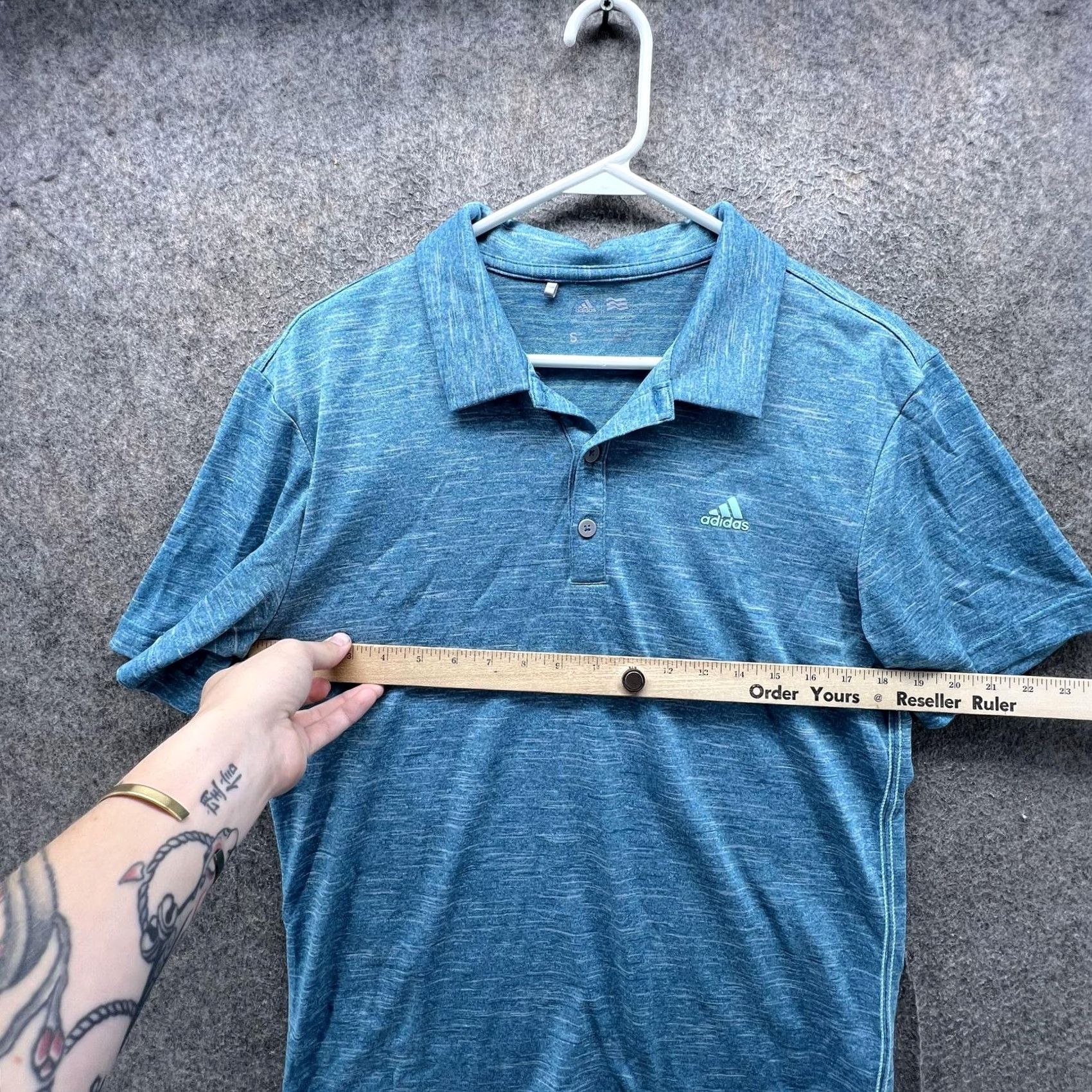 Adidas Adidas Golf Polo Shirt Mens Small Blue Heather Solid Performance Tagless Casual Shirt Size US S / EU 44-46 / 1 - 5 Thumbnail