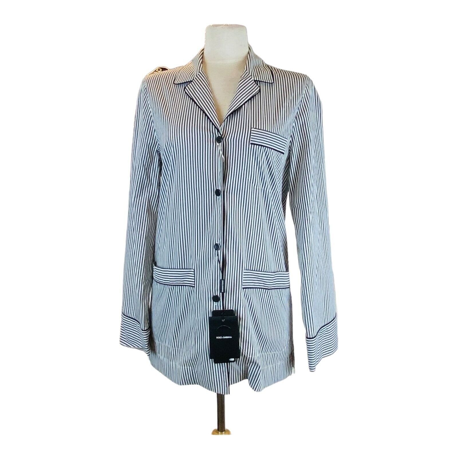 Dolce & Gabbana Dolce Gabbana Colar Pajama Strip Shirt Size S / US 4 / IT 40 - 1 Thumbnail