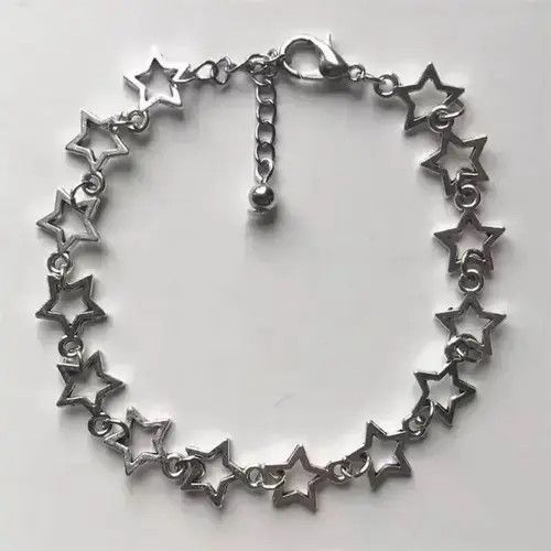 VIBE Silver Color Grunge Stars Link bracelet Size ONE SIZE - 1 Thumbnail
