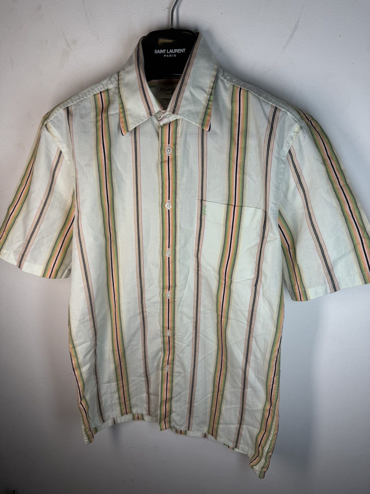 Multicolor YSL Shirt Short Sleeve Button Up Collar Vintage